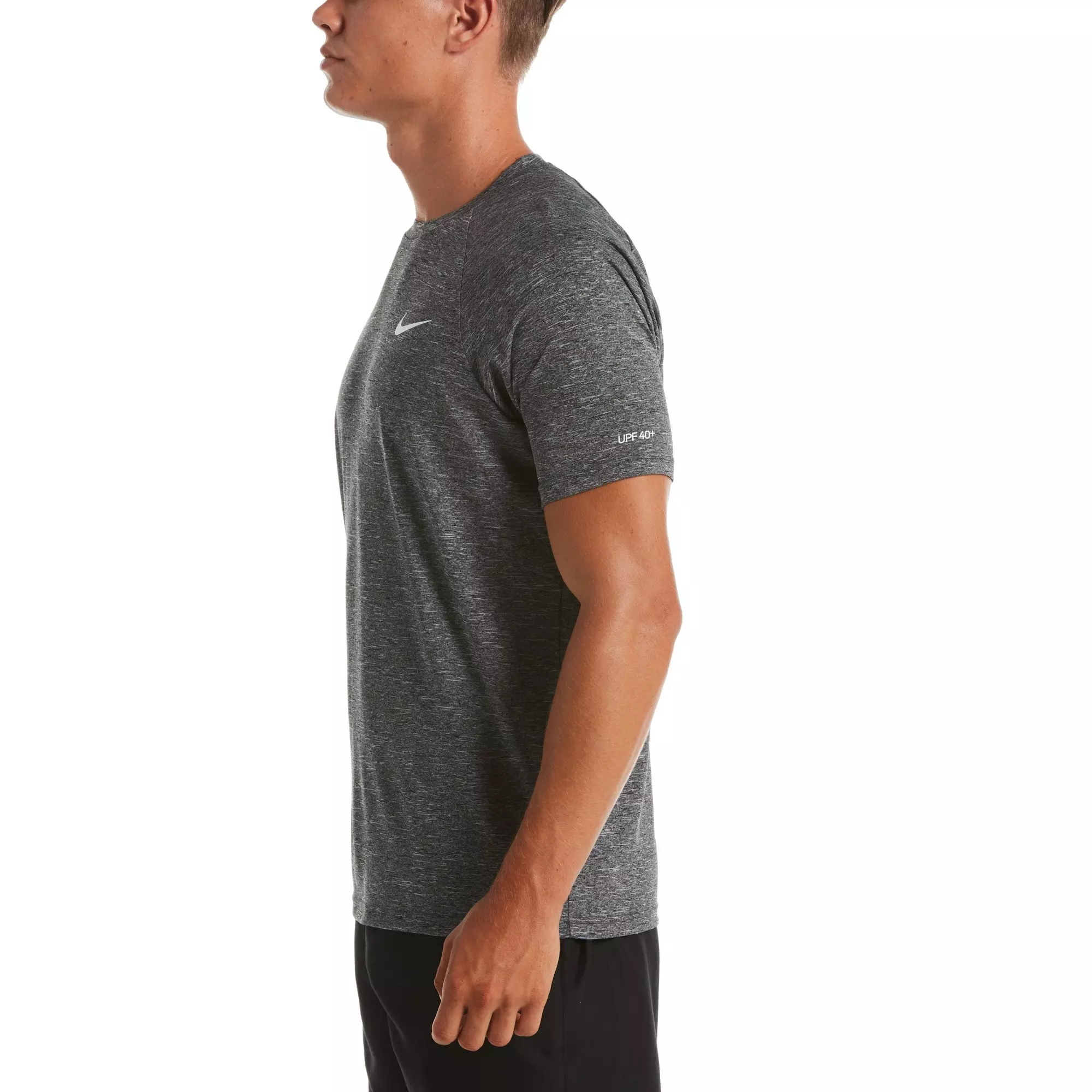Nike Men's Heather Short Sleeve Hydroguard Swim Shirt -Black - BLACK