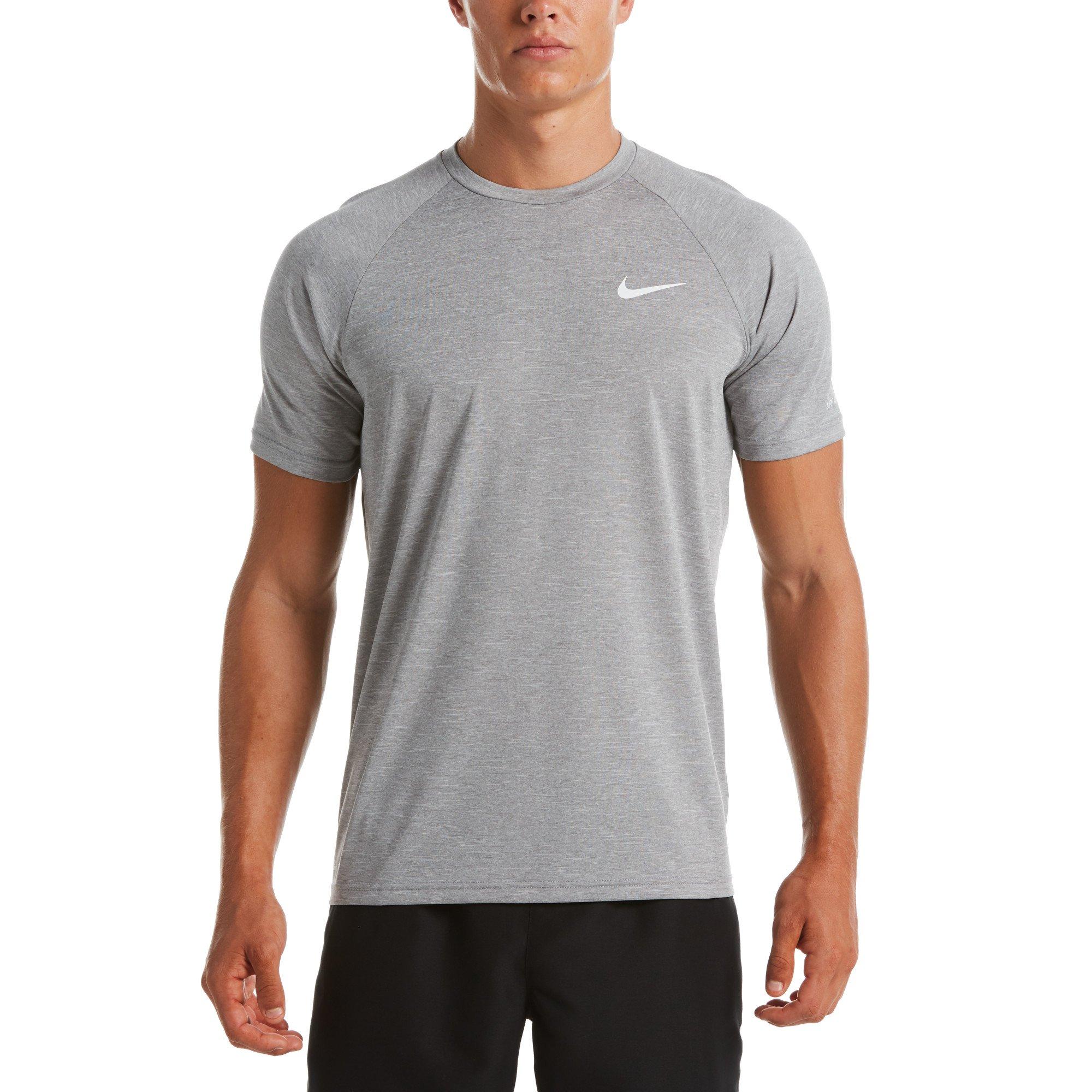 Nike Men's Heather Short Sleeve Hydroguard​ Swim Shirt - Grey - GREY Thumbnail View 1