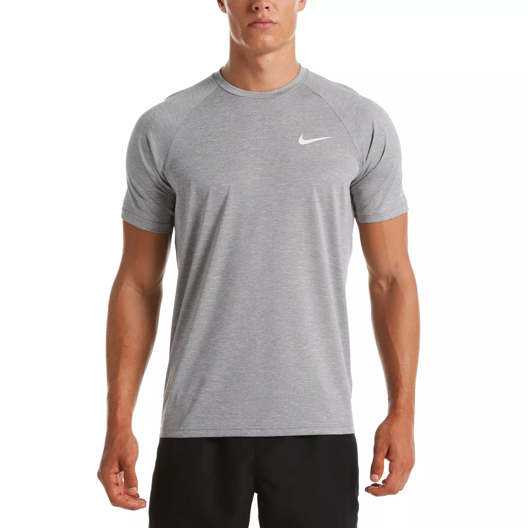 Nike Men's Heather Short Sleeve Hydroguard​ Swim Shirt -Grey - GREY