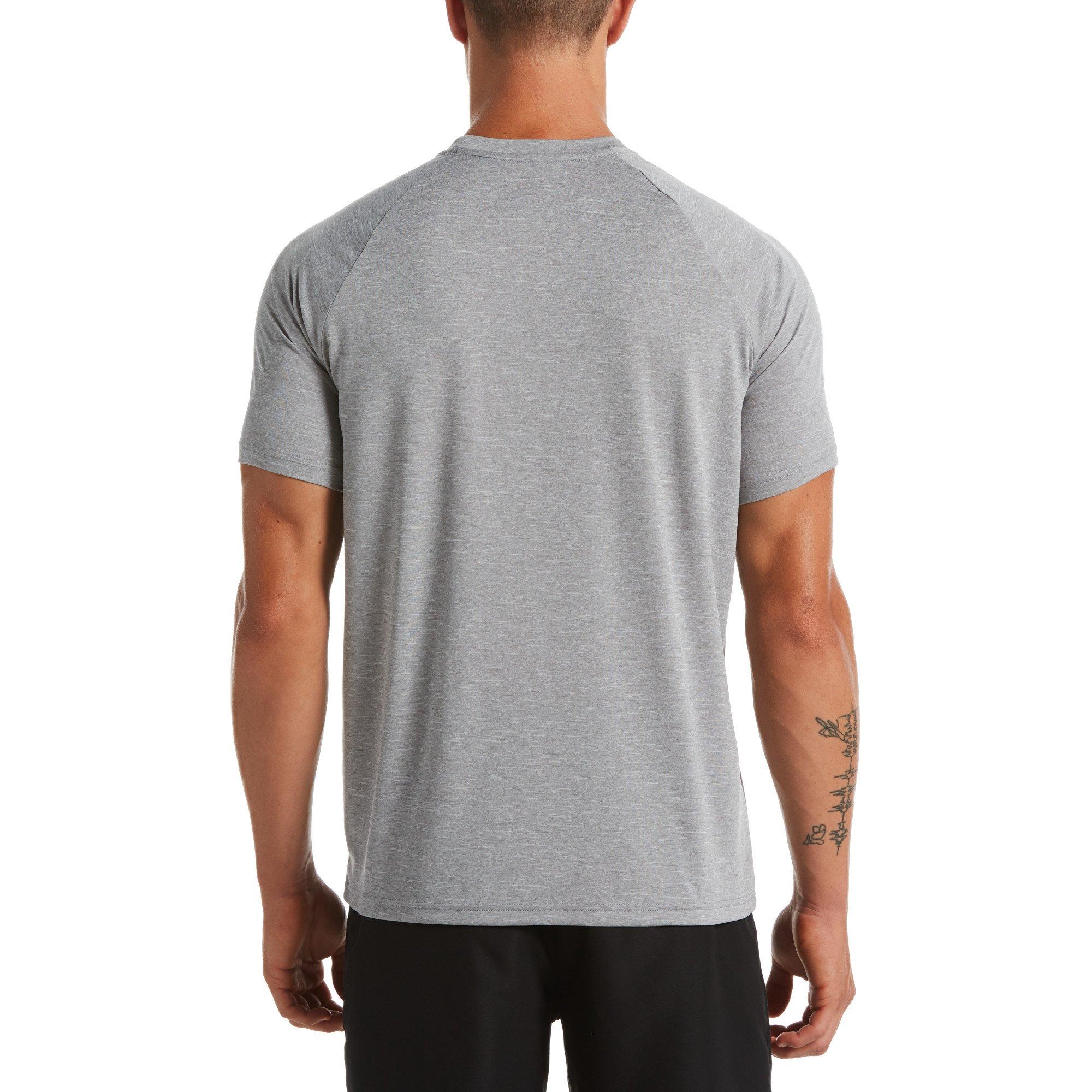 Nike Men's Heather Short Sleeve Hydroguard​ Swim Shirt -Grey - GREY Thumbnail View 2