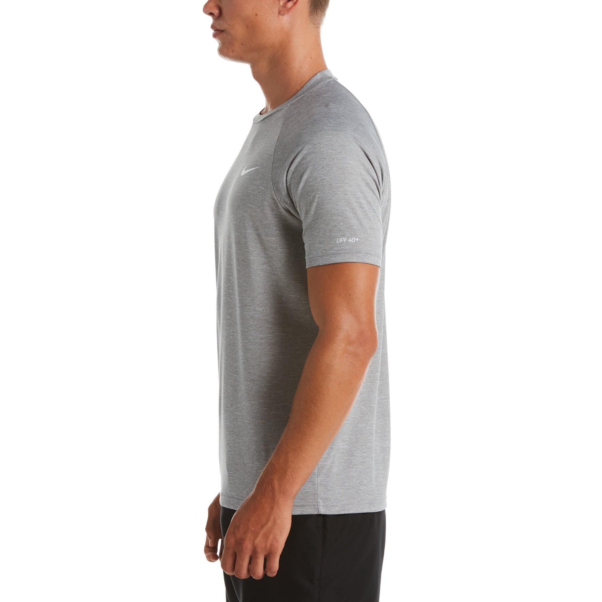 Nike Men's Heather Short Sleeve Hydroguard​ Swim Shirt - Grey - GREY Thumbnail View 3