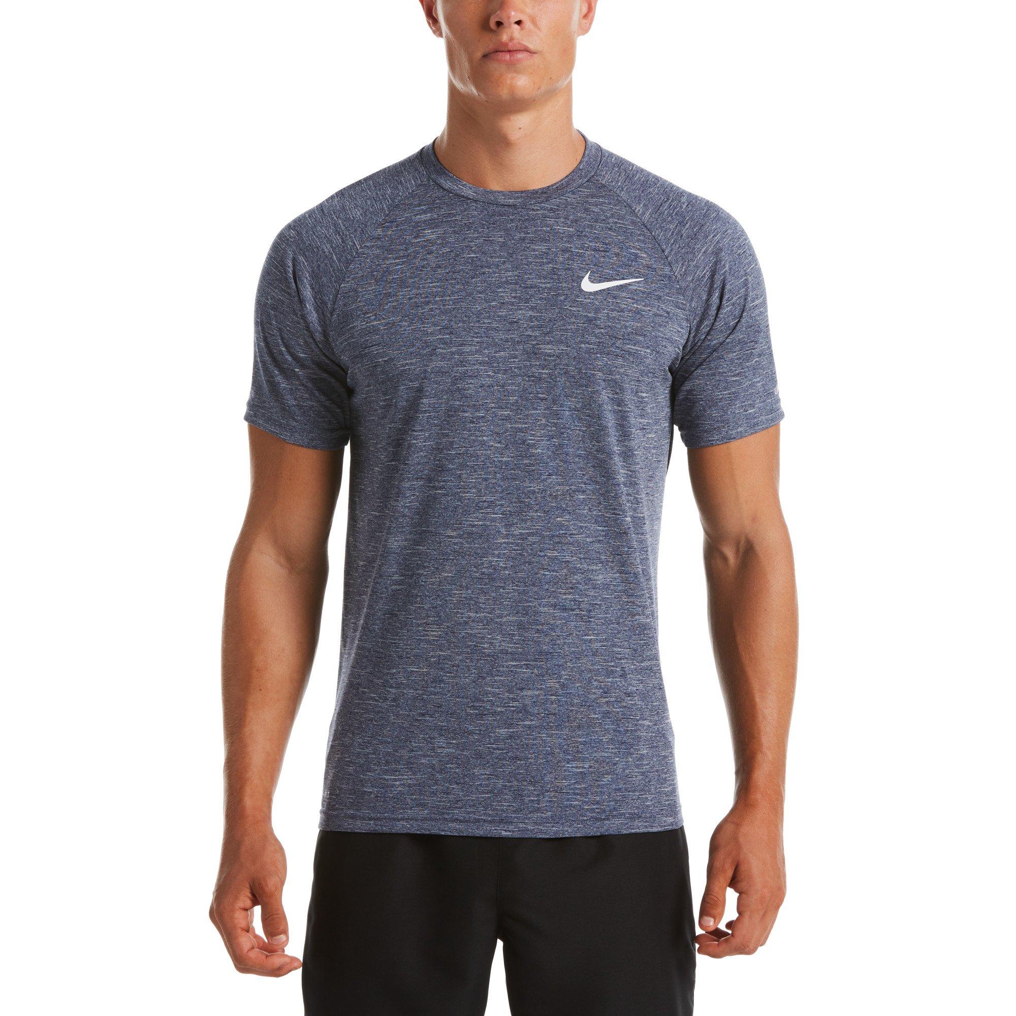Nike Men's Heather Short Sleeve Hydroguard Swim Shirt -Blue - BLUE Thumbnail View 1