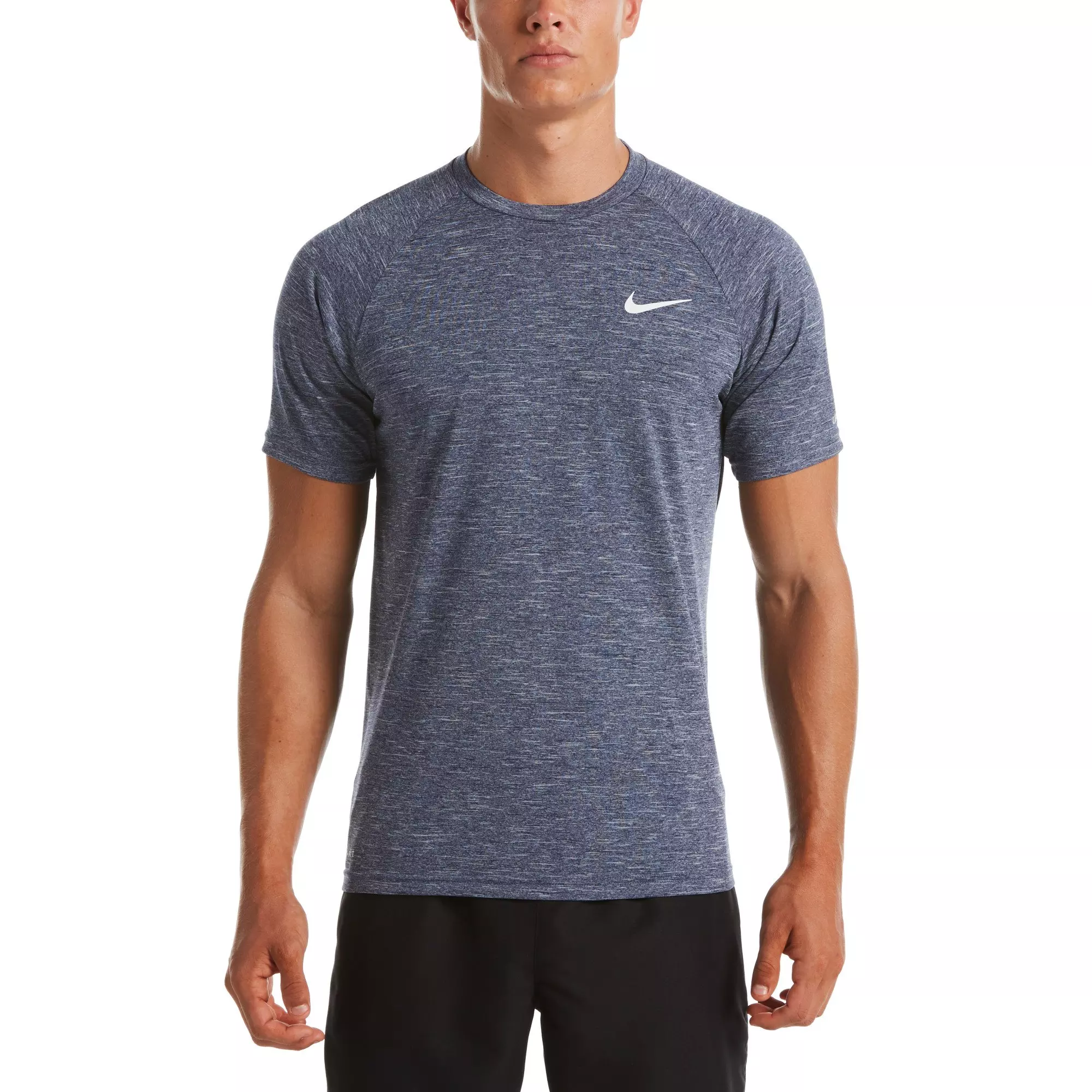 Nike Men's Heather Short Sleeve Hydroguard Swim Shirt -Blue - BLUE