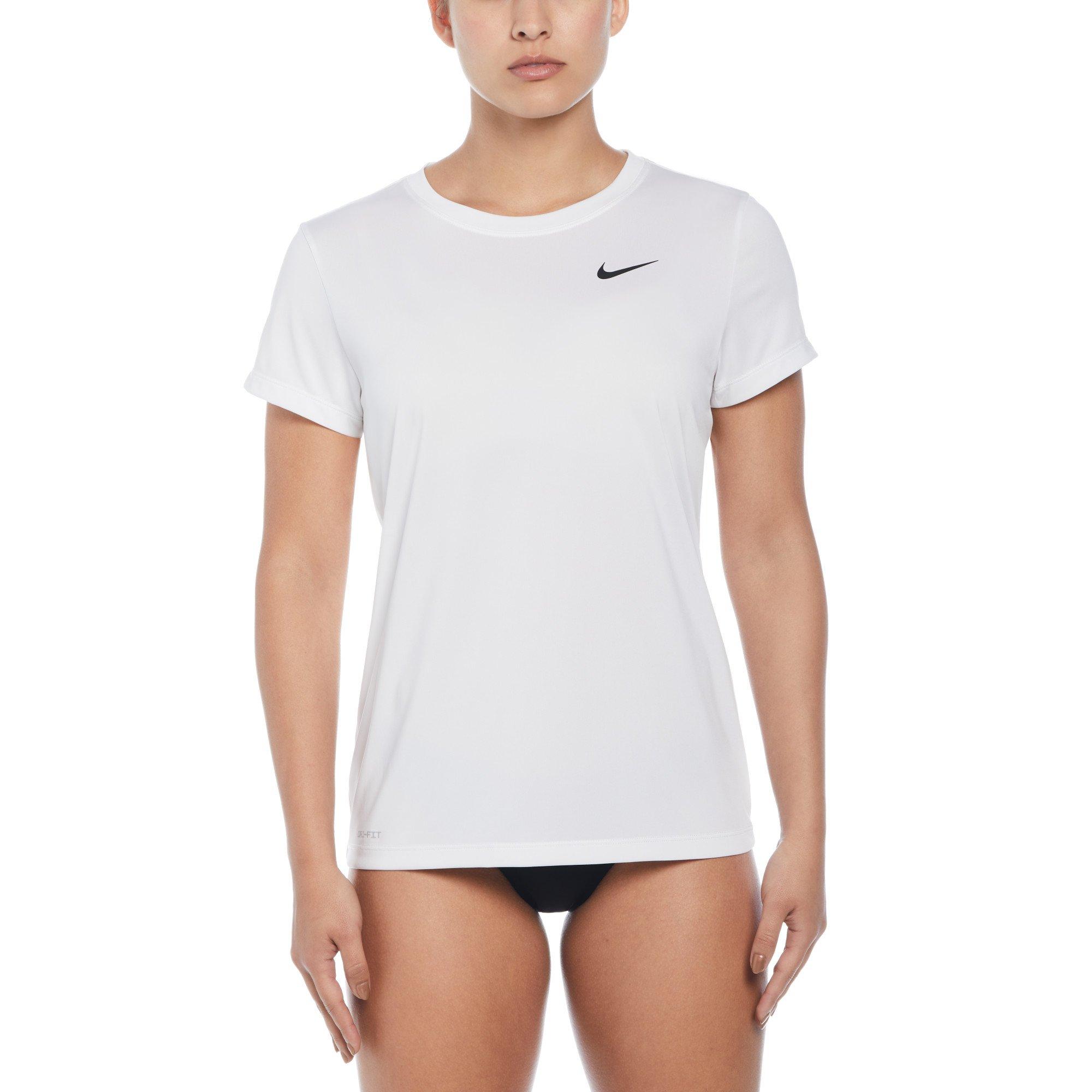 Nike Women's Essential Short Sleeve Hydroguard Top-White - WHITE Thumbnail View 1