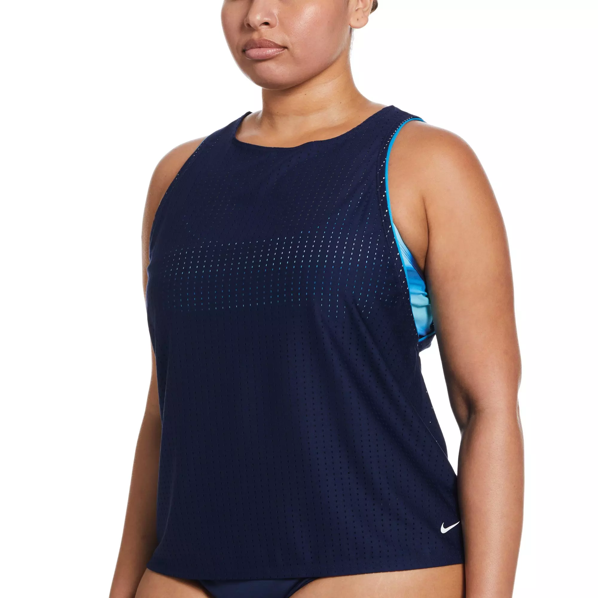 Nike Women's Swim Convertible Layered Tankini Top-Navy - NAVY