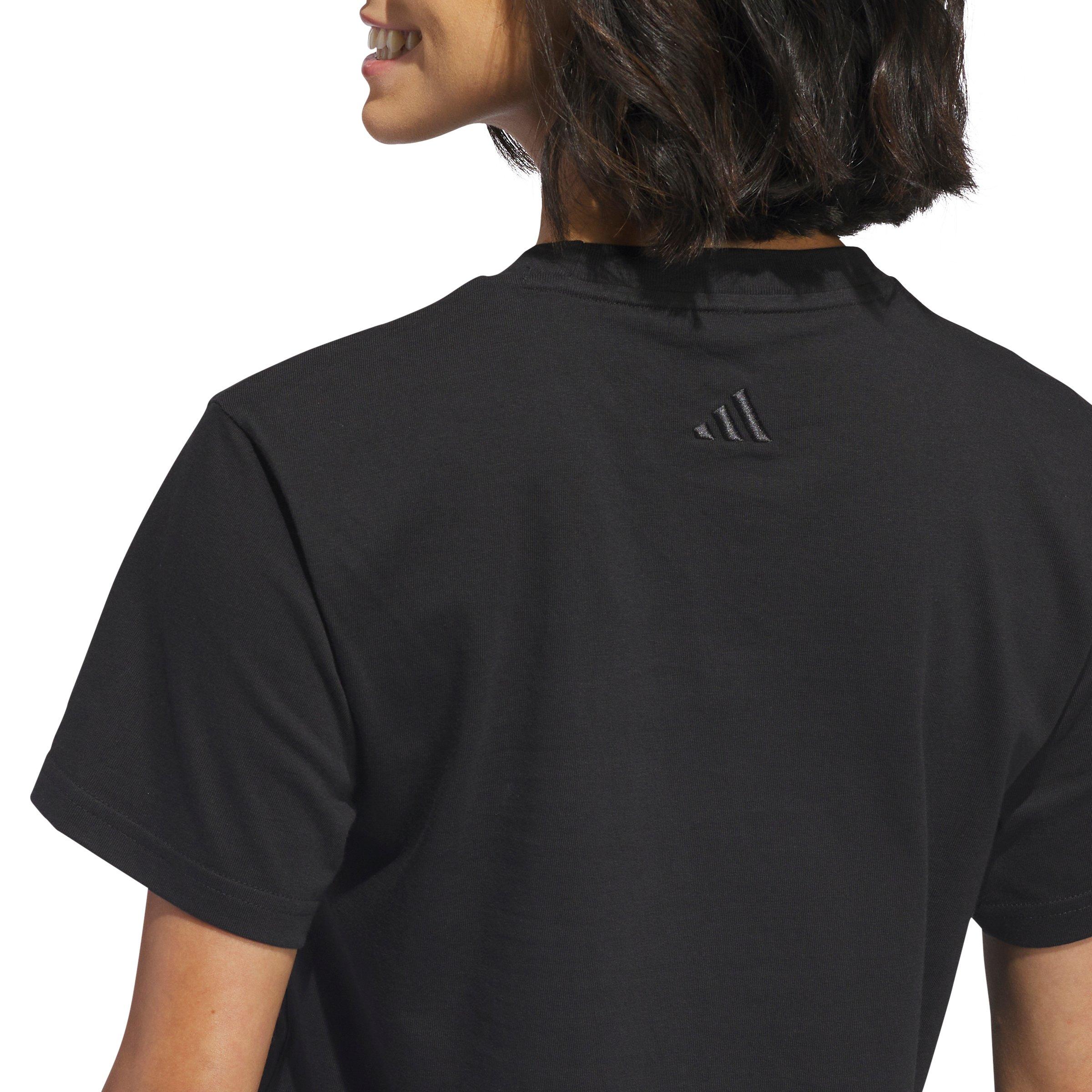 adidas Women's Bow on Linear Logo Graphic T-Shirt - Black - BLACK Thumbnail View 4