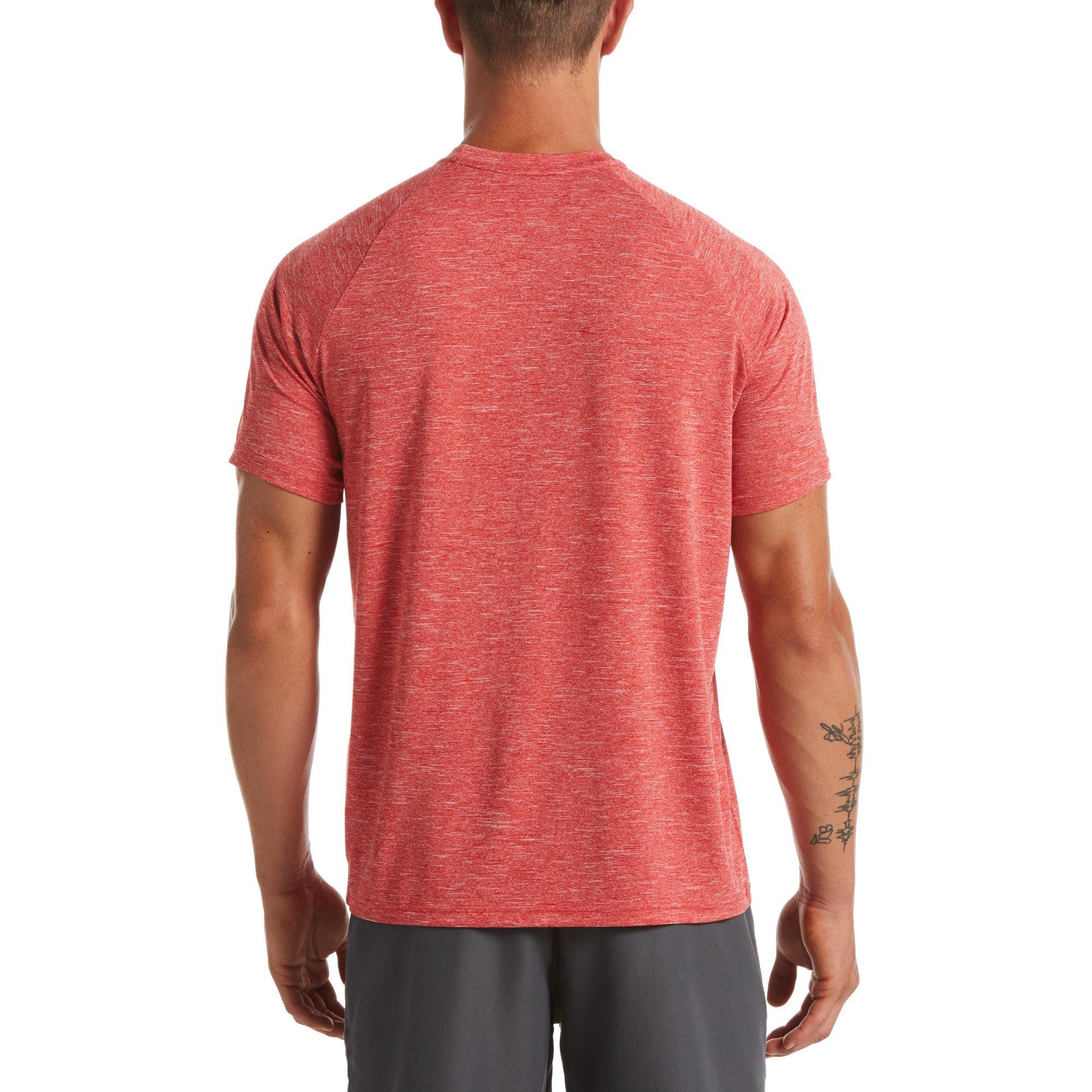 Nike Men's Heather Hydroguard Short Sleeve Top -Red - RED Thumbnail View 2