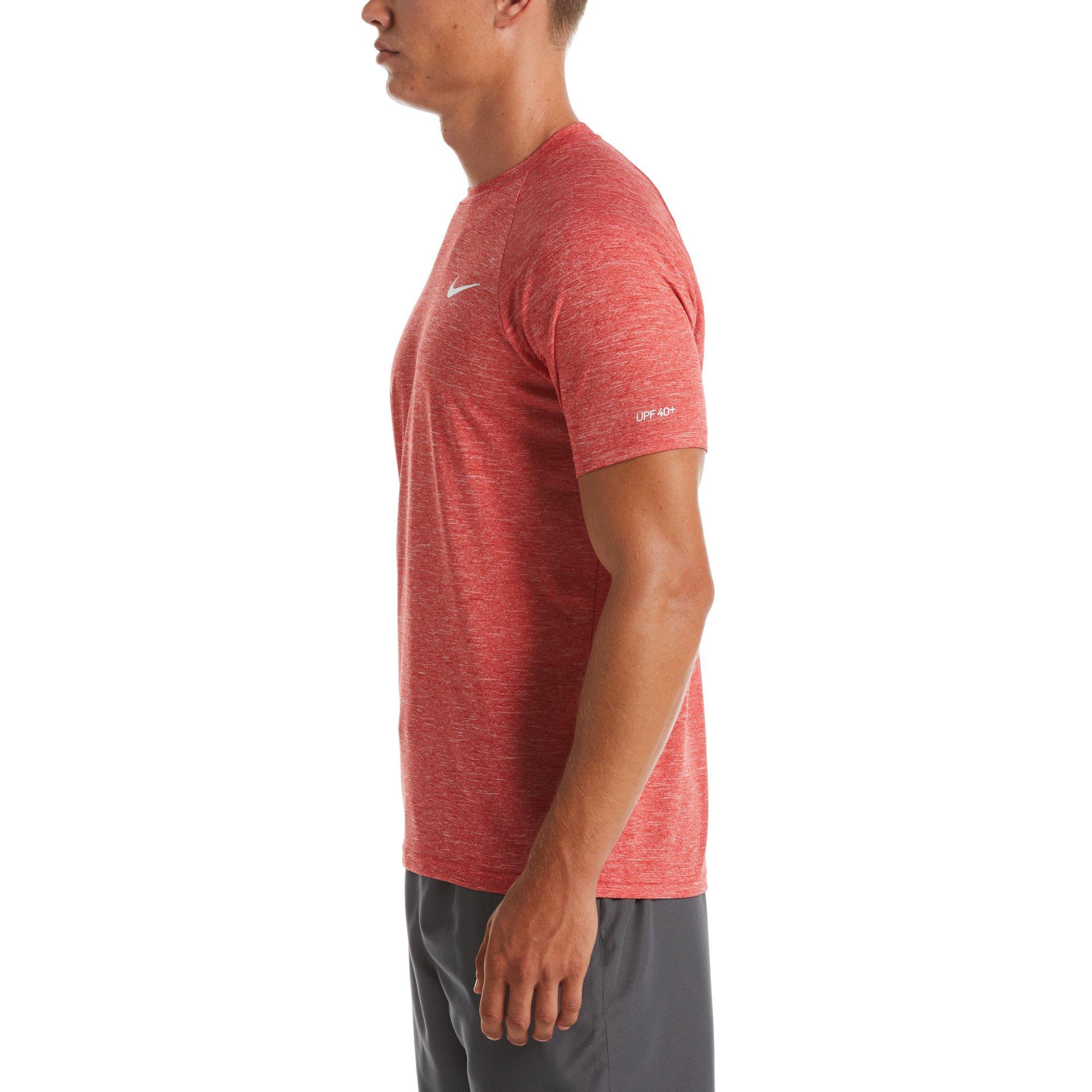 Nike Men's Heather Hydroguard Short Sleeve Top -Red - RED Thumbnail View 3