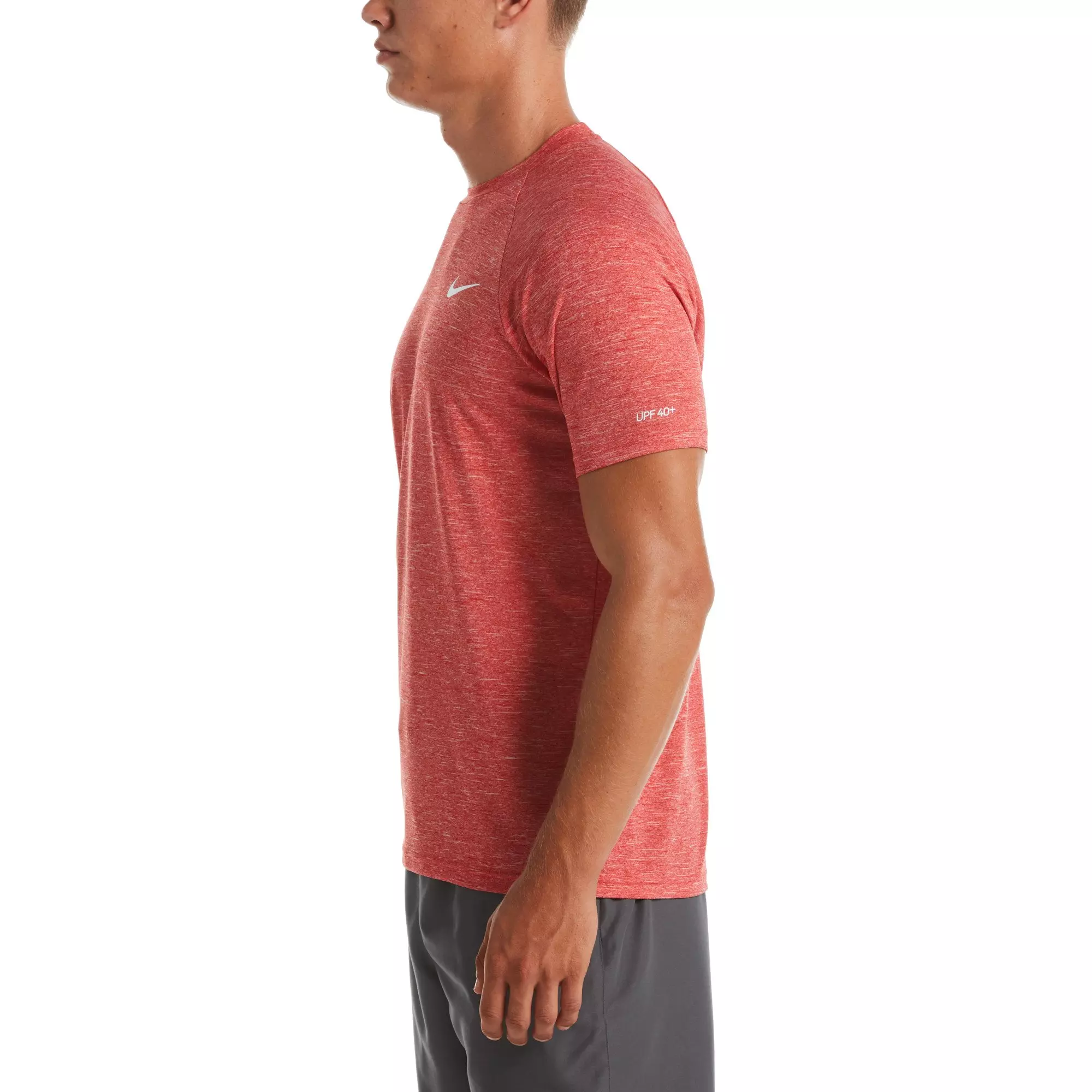 Nike Men's Heather Hydroguard Short Sleeve Top -Red - RED