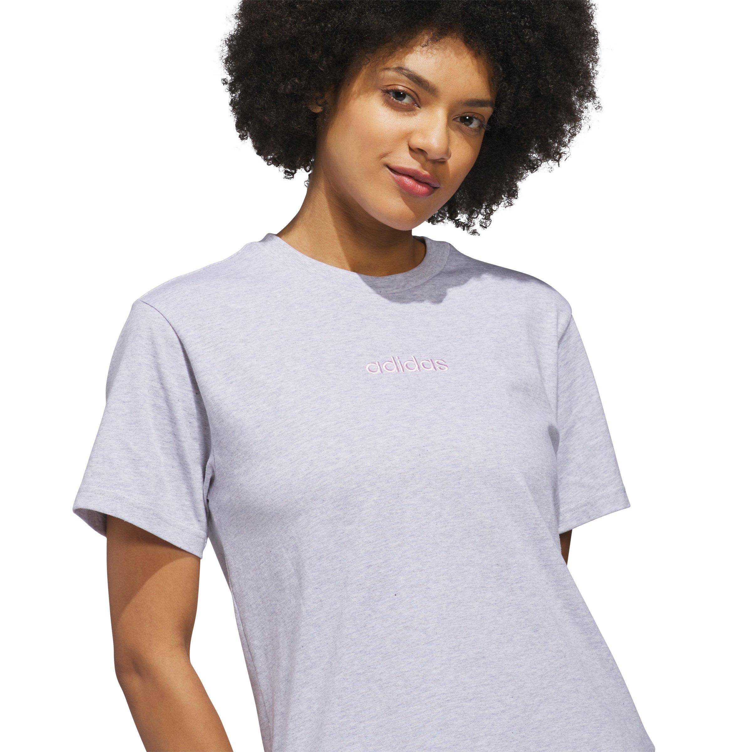 adidas Women's Bow on Linear Logo Graphic T-Shirt - Light Grey - LIGHT GREY Thumbnail View 3