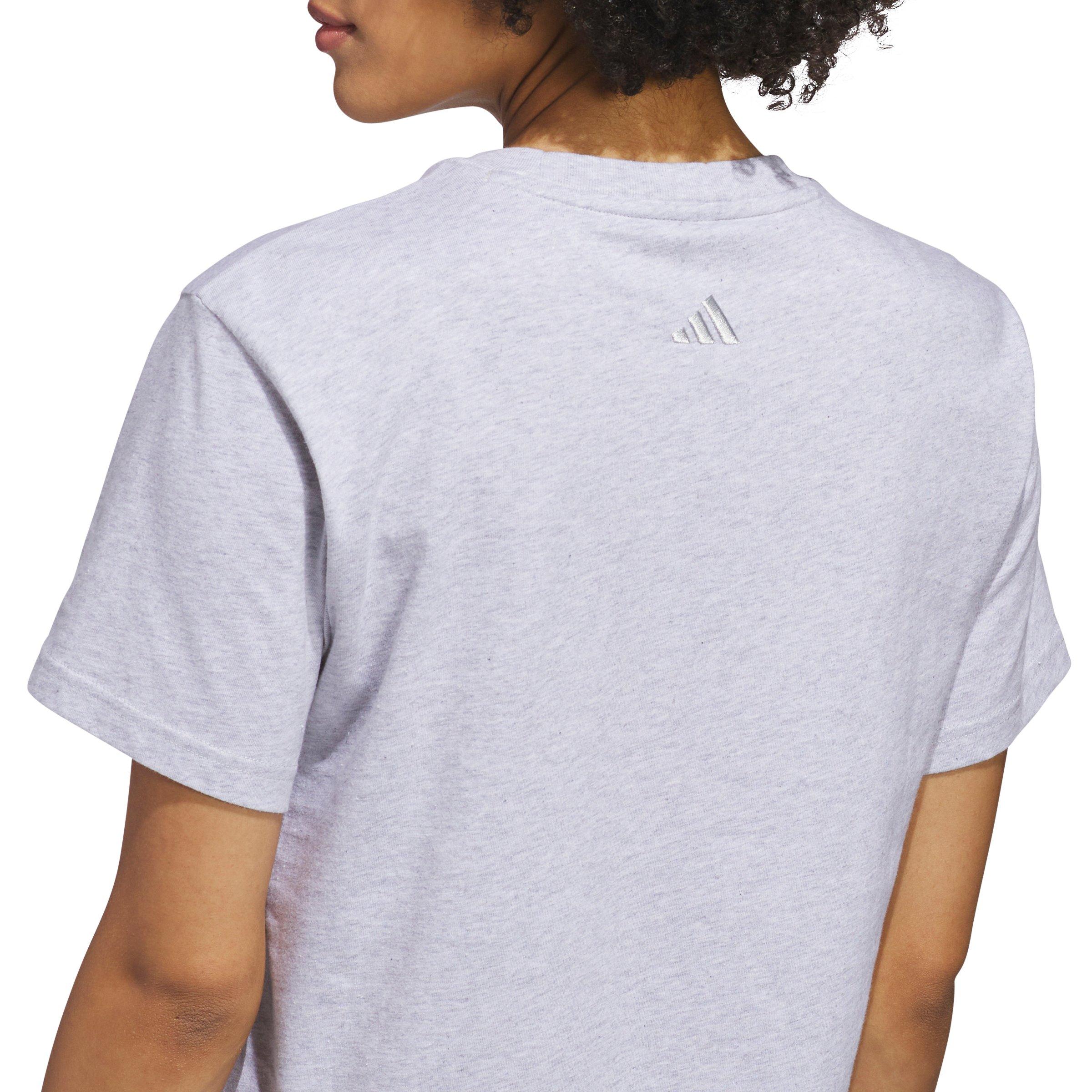 adidas Women's Bow on Linear Logo Graphic T-Shirt - Light Grey - LIGHT GREY Thumbnail View 4