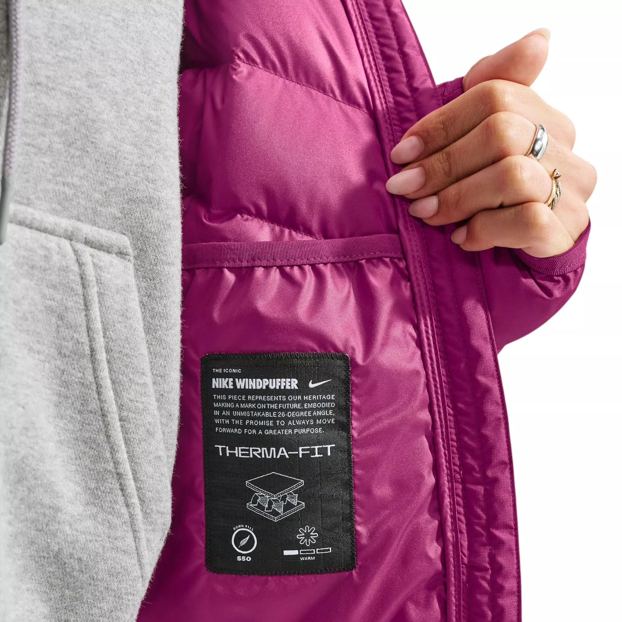 Nike Women's Sportswear Windpuffer Therma-FIT Hooded Down Jacket - Berry - BERRY