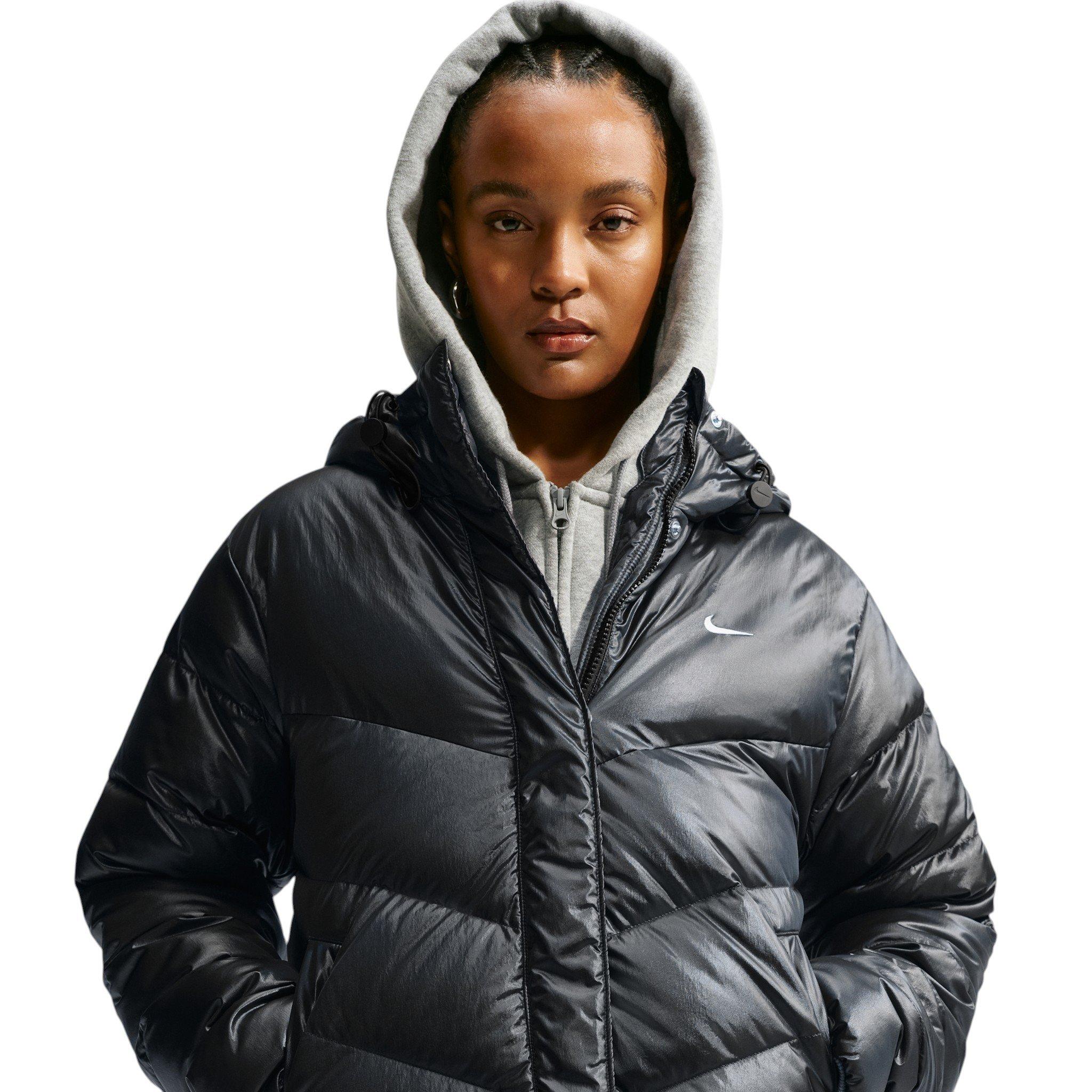 Nike Women's Loose Storm-FIT Hooded Down Jacket - Black/Off-White - BLACK/OFF-WHITE
