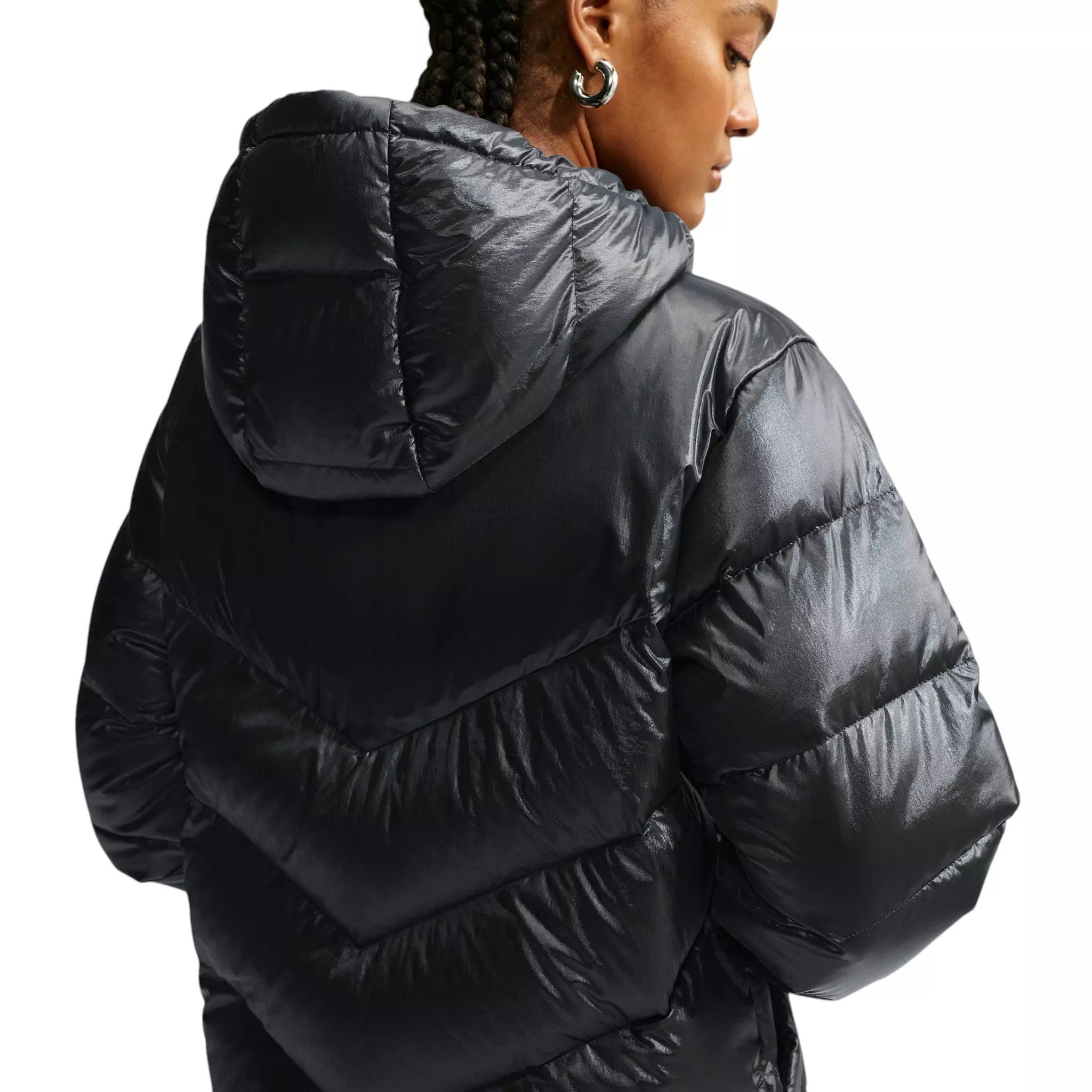 Nike Women's Loose Storm-FIT Hooded Down Jacket - Black/Off-White - BLACK/OFF-WHITE