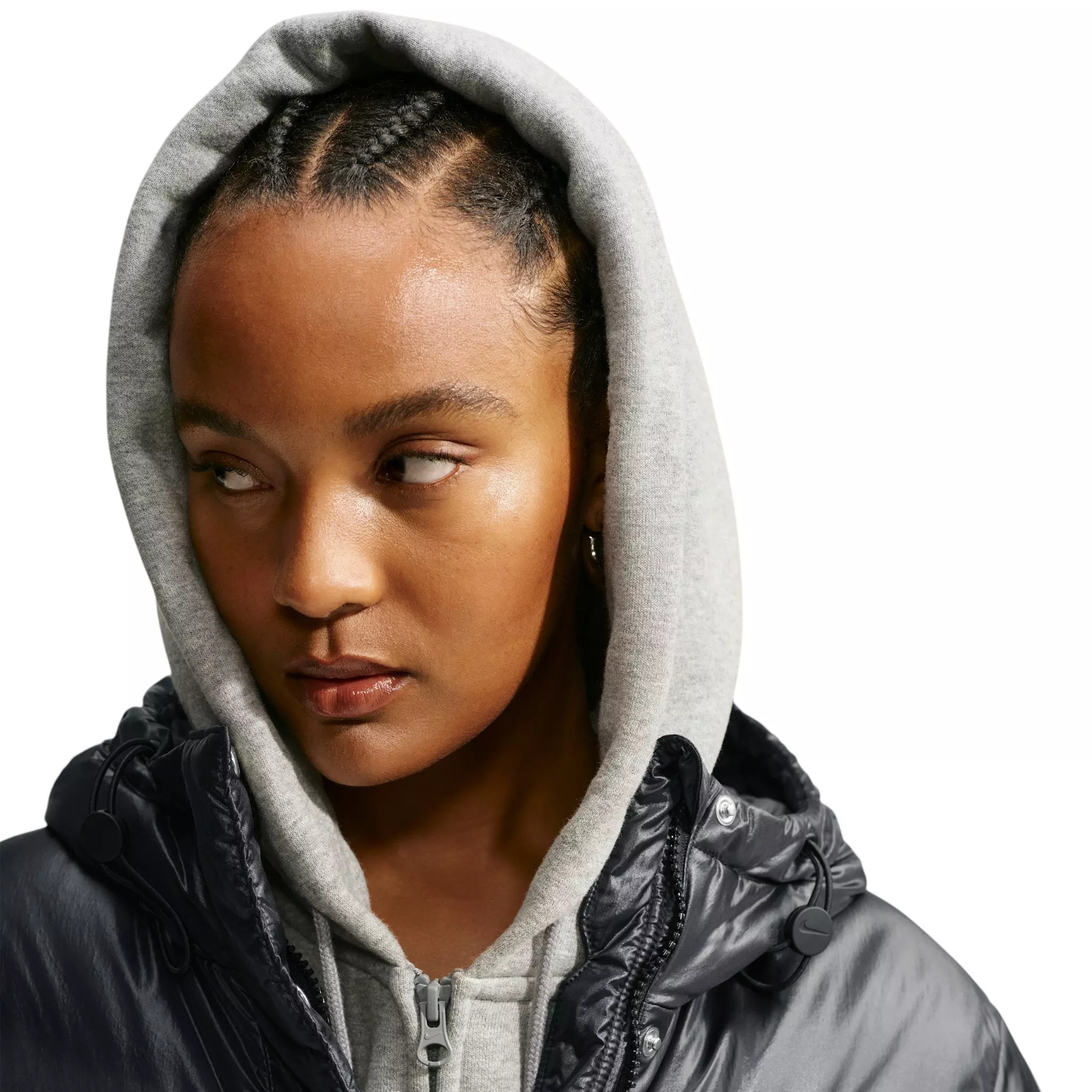 Nike Women's Loose Storm-FIT Hooded Down Jacket - Black/Off-White - BLACK/OFF-WHITE