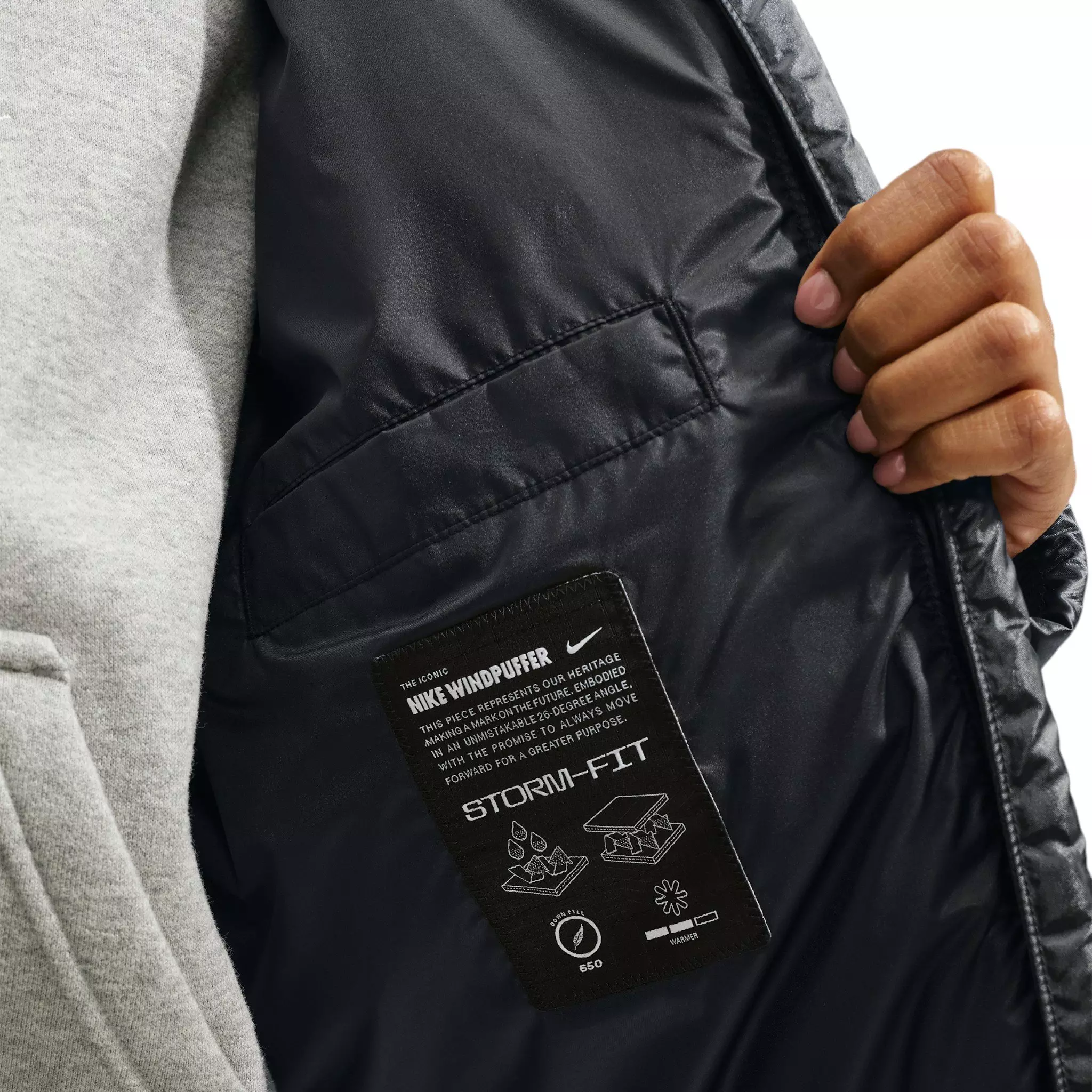 Nike Women's Loose Storm-FIT Hooded Down Jacket - Black/Off-White - BLACK/OFF-WHITE