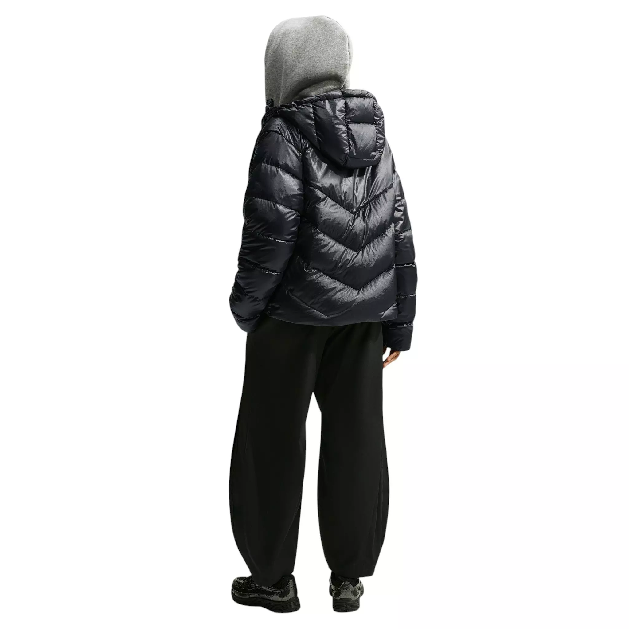 Nike Women's Loose Storm-FIT Hooded Down Jacket - Black/Off-White - BLACK/OFF-WHITE