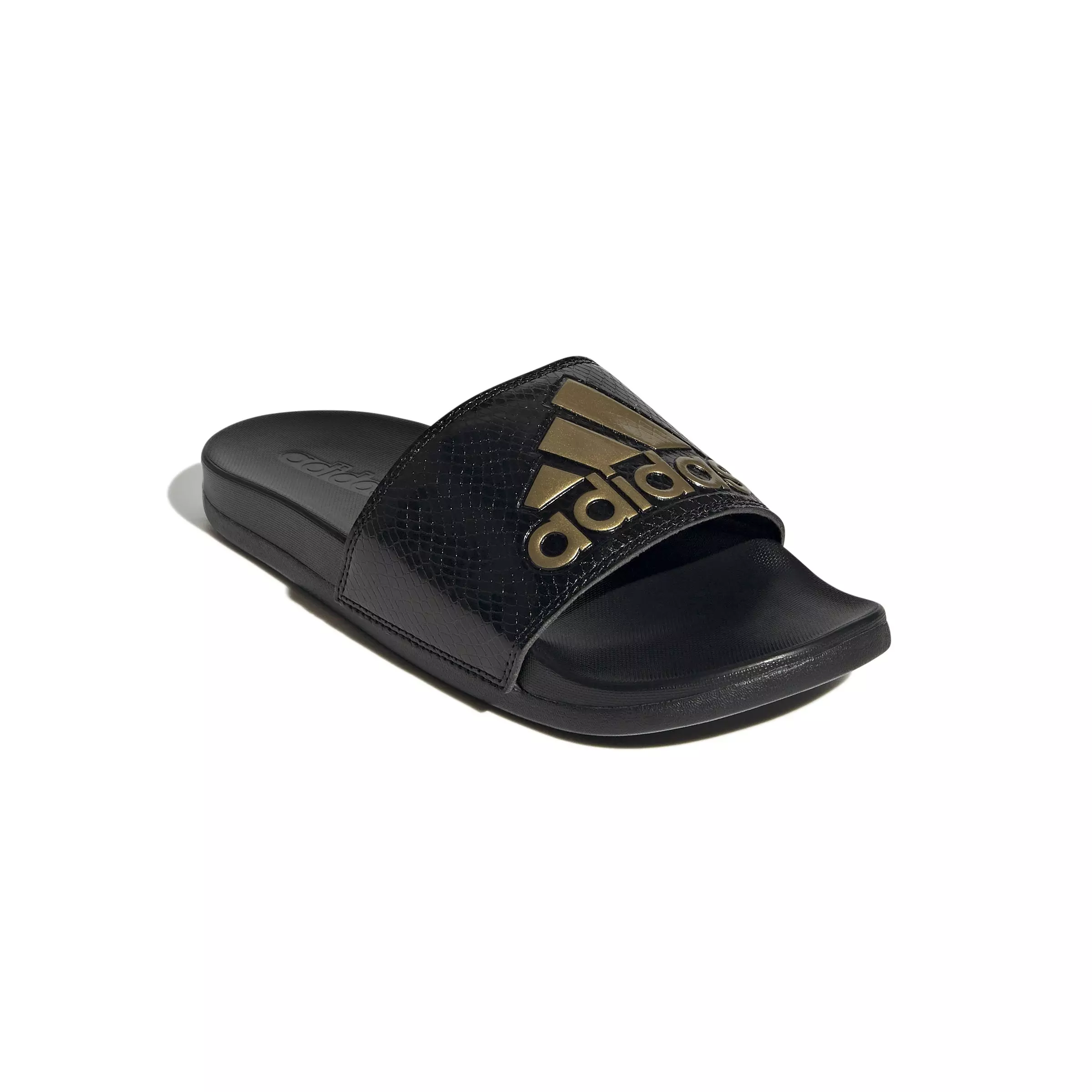 adidas Adilette Comfort "Core Black/Gold Metallic/Core Black" Women's Slide - BLACK