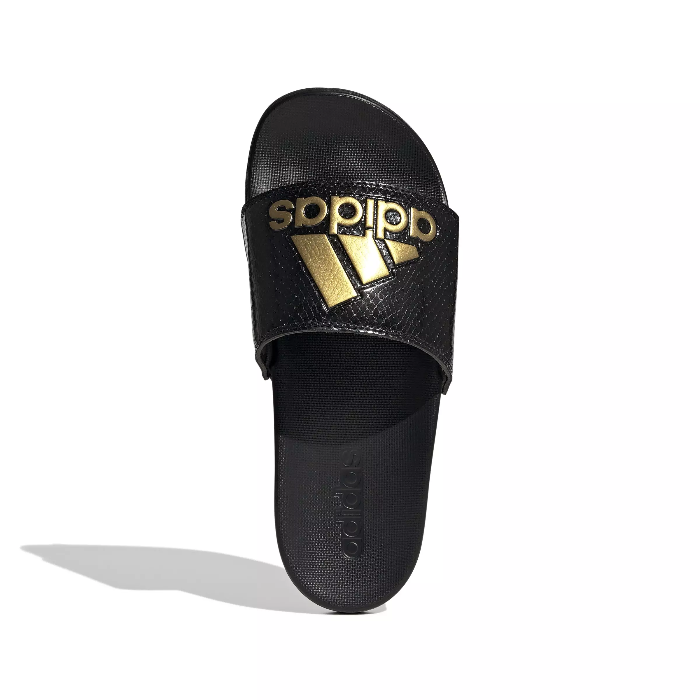 adidas Adilette Comfort "Core Black/Gold Metallic/Core Black" Women's Slide - BLACK