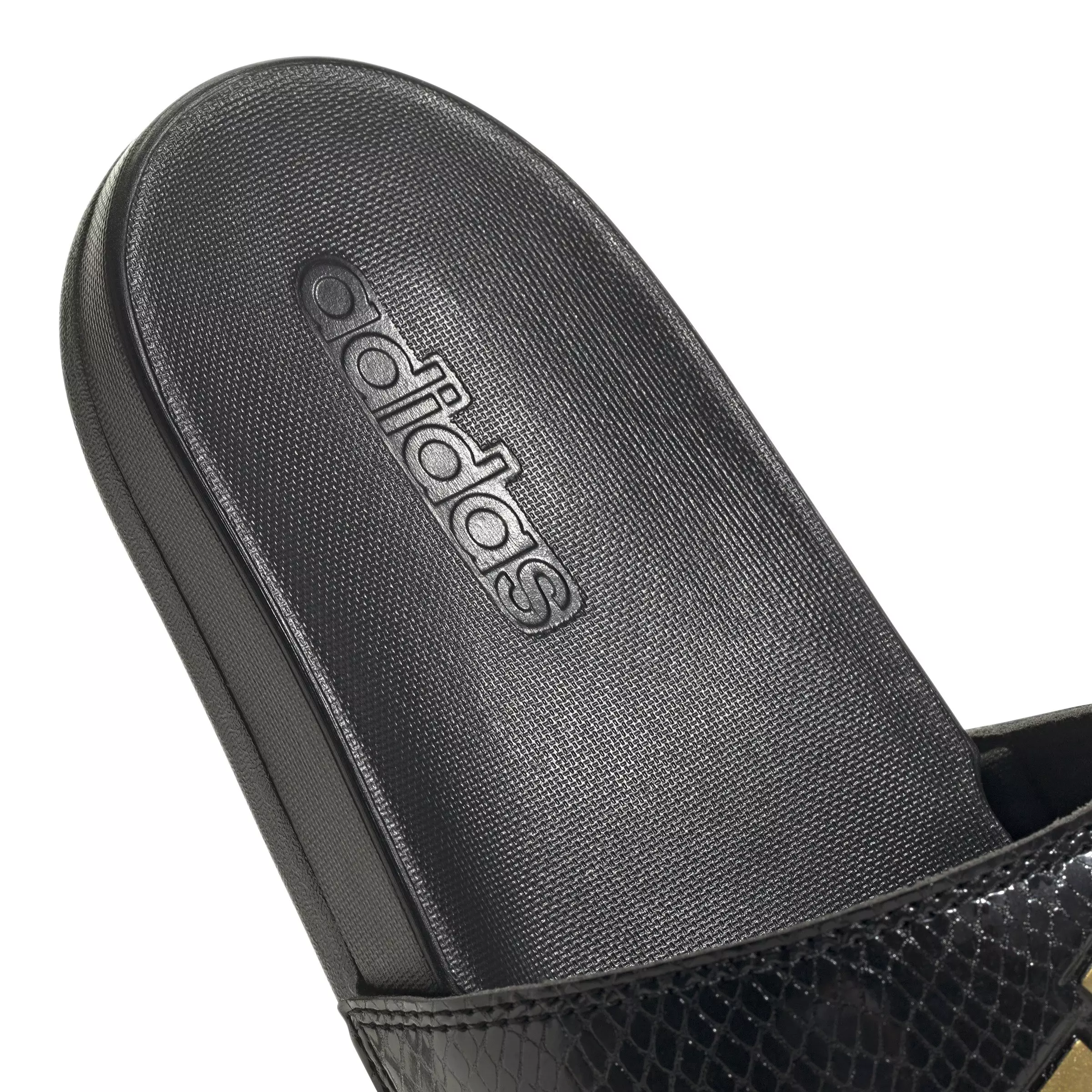 adidas Adilette Comfort "Core Black/Gold Metallic/Core Black" Women's Slide - BLACK