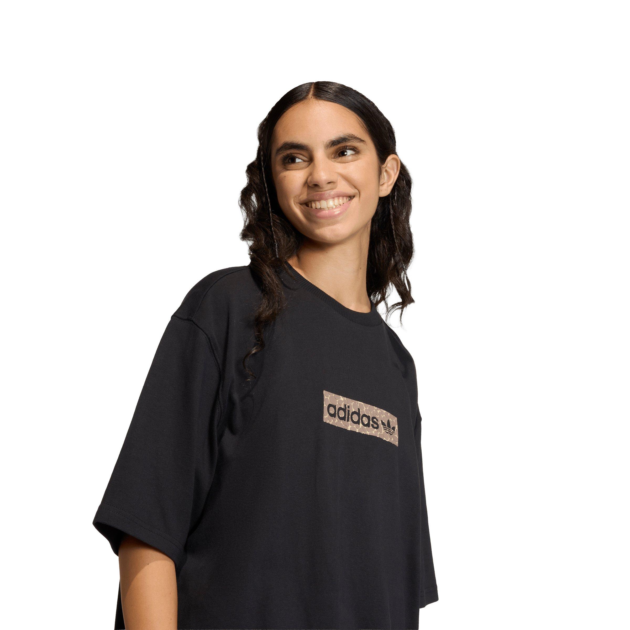 adidas Originals Women's AOP T-Shirt - Black - BLACK Thumbnail View 3