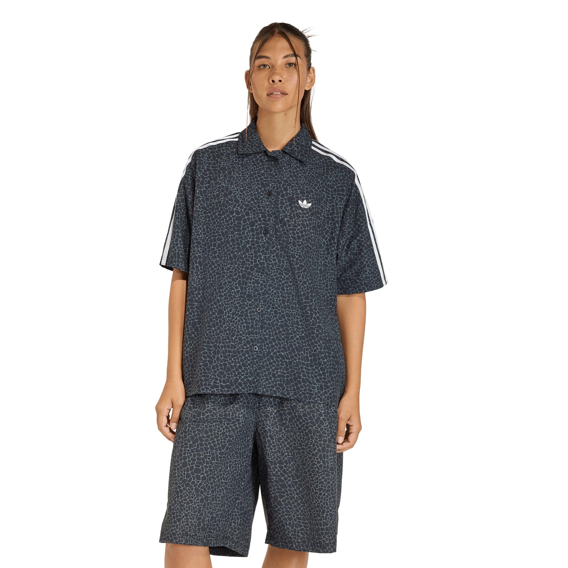adidas Originals Women's AOP Short Sleeve Shirt - Black - BLACK Thumbnail View 1