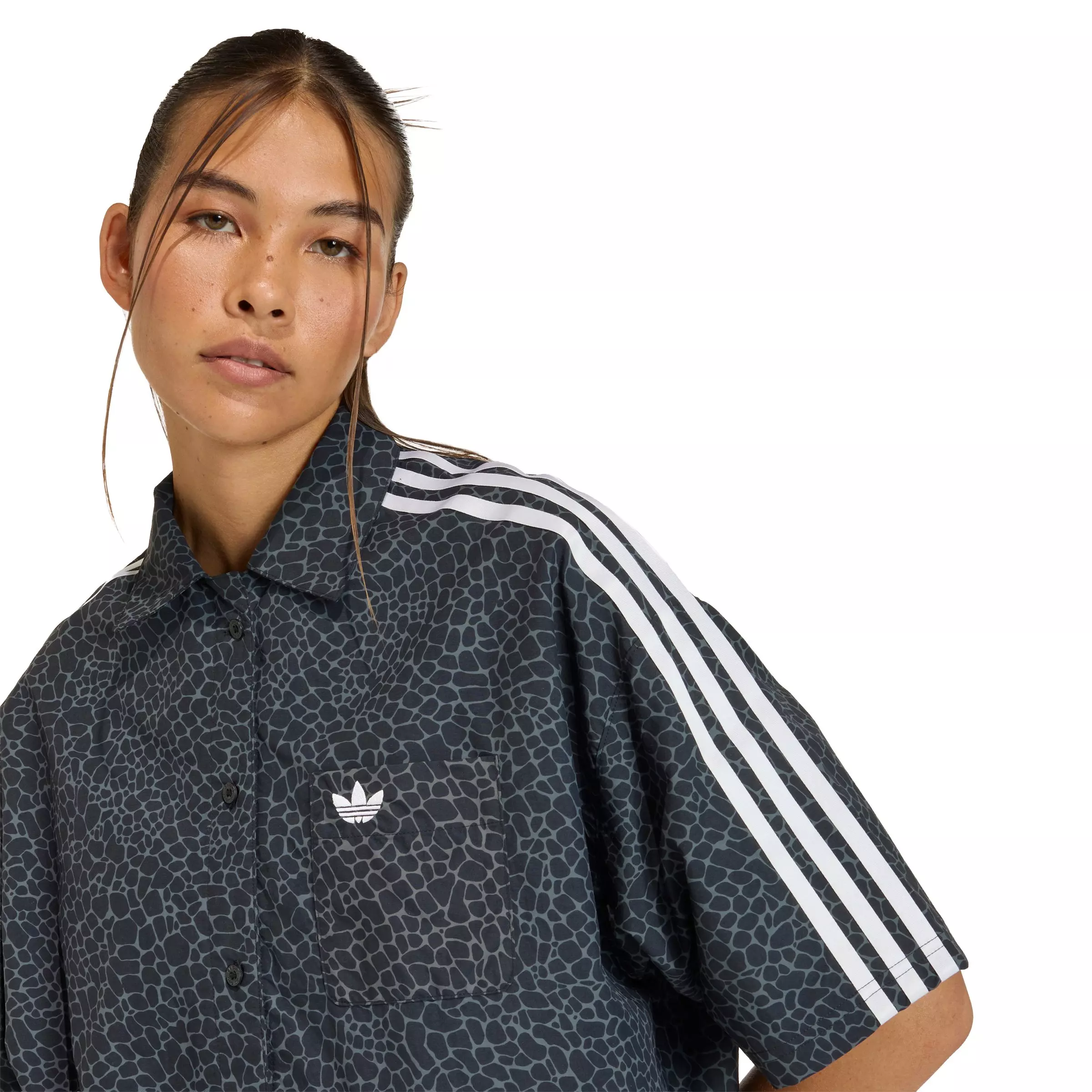 adidas Originals Women's AOP Short Sleeve Shirt - Black - BLACK