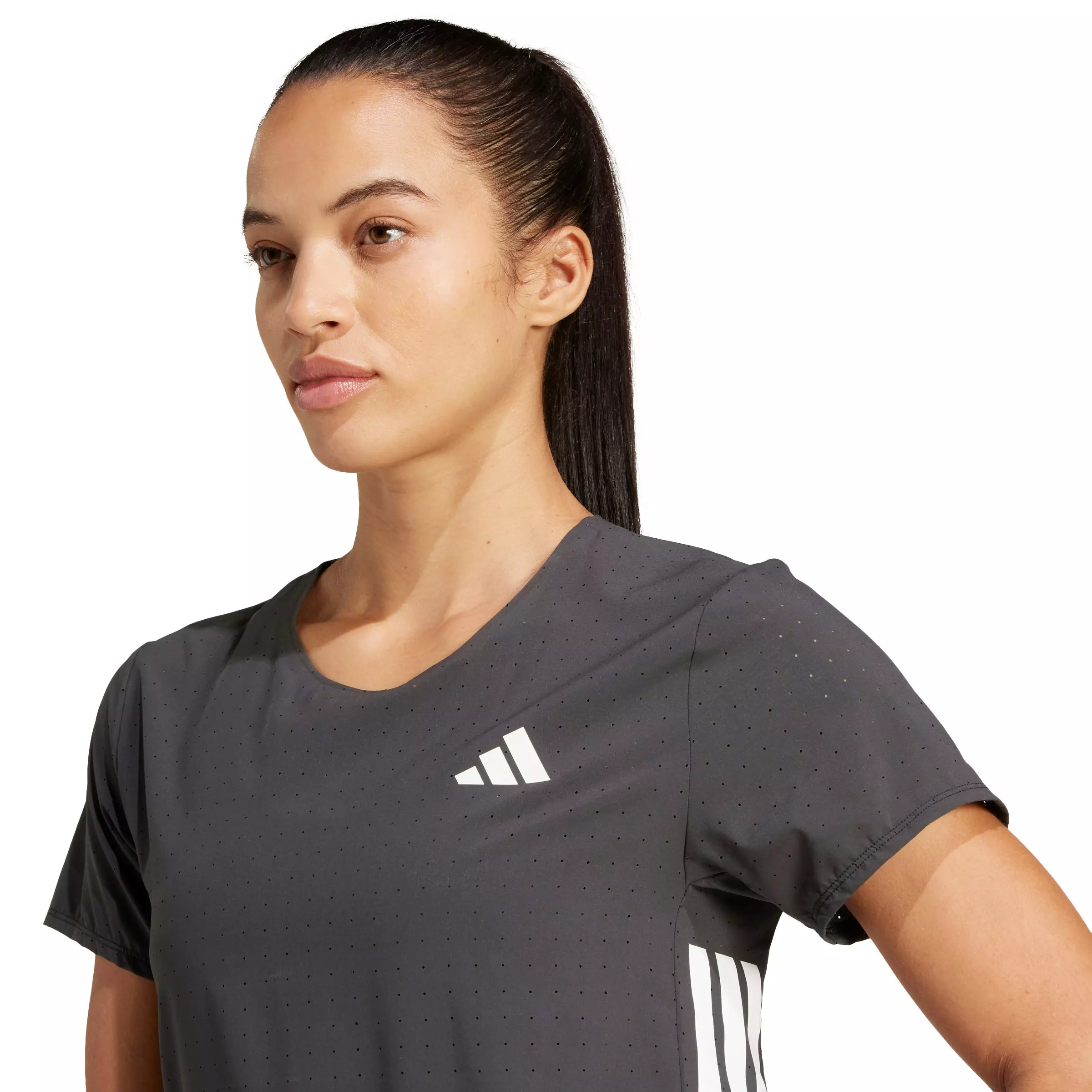adidas Women's Adizero Running Tee - Black - BLACK