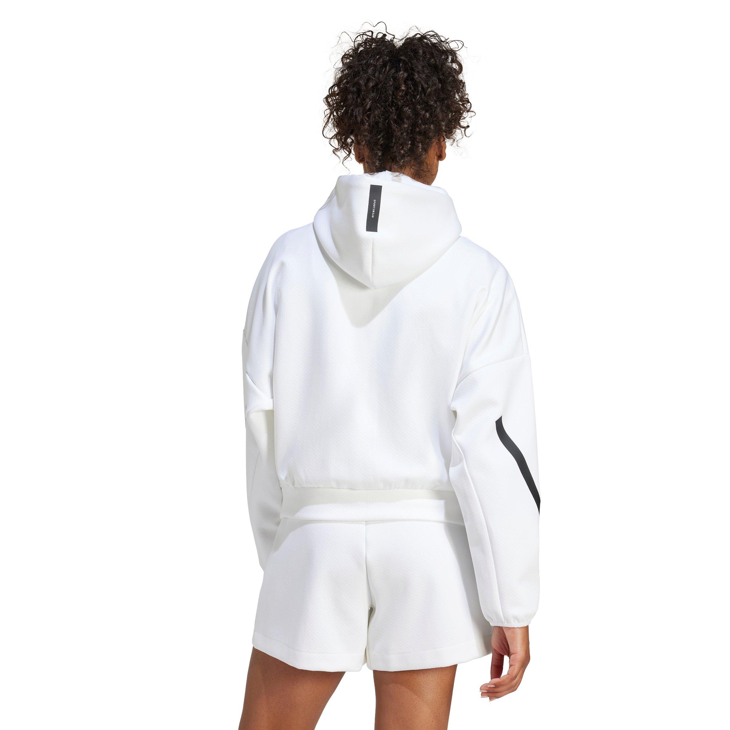 adidas Women's Z.N.E. Full-Zip Hooded Jacket - White - WHITE Thumbnail View 2