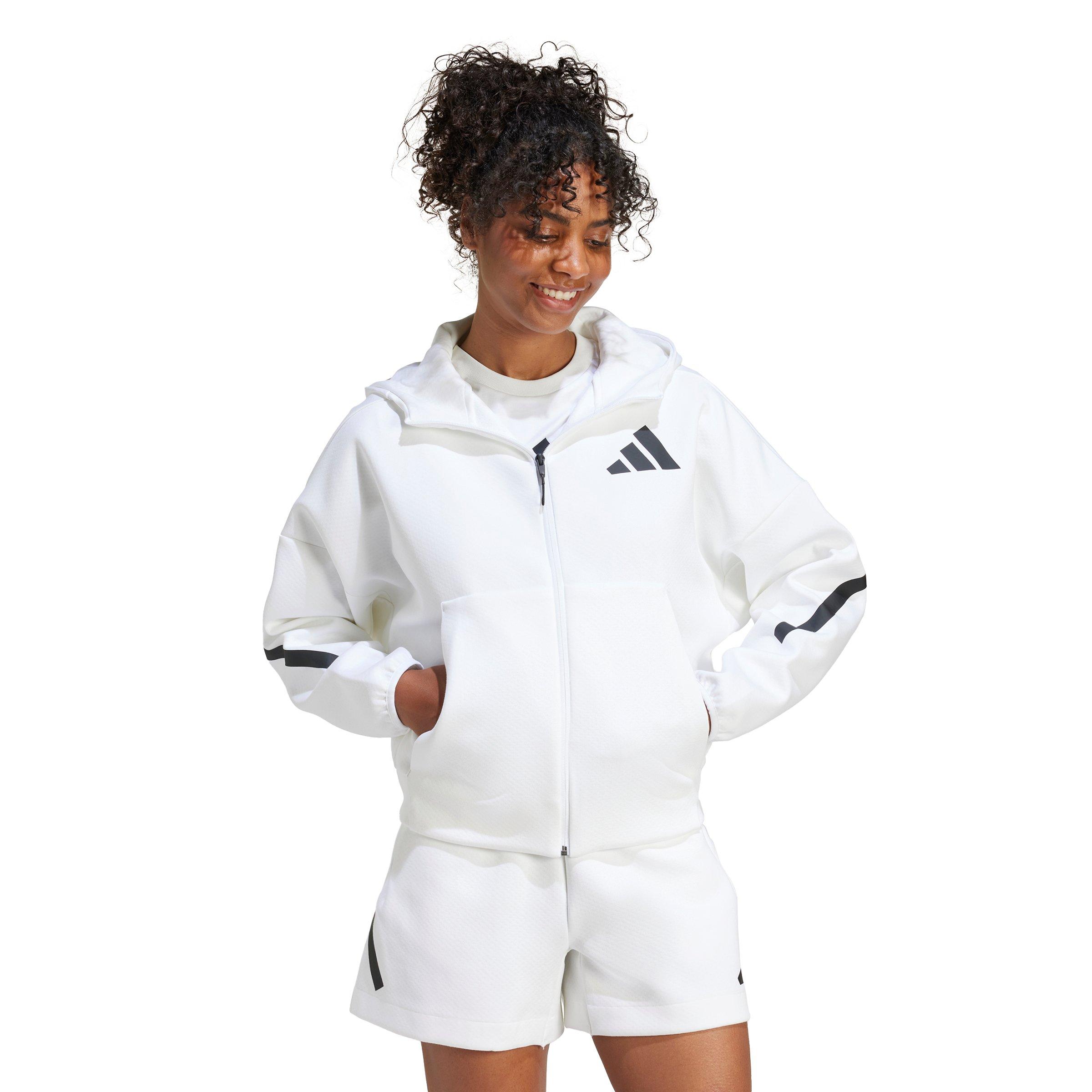 adidas Women's Z.N.E. Full-Zip Hooded Jacket - White - WHITE Thumbnail View 5