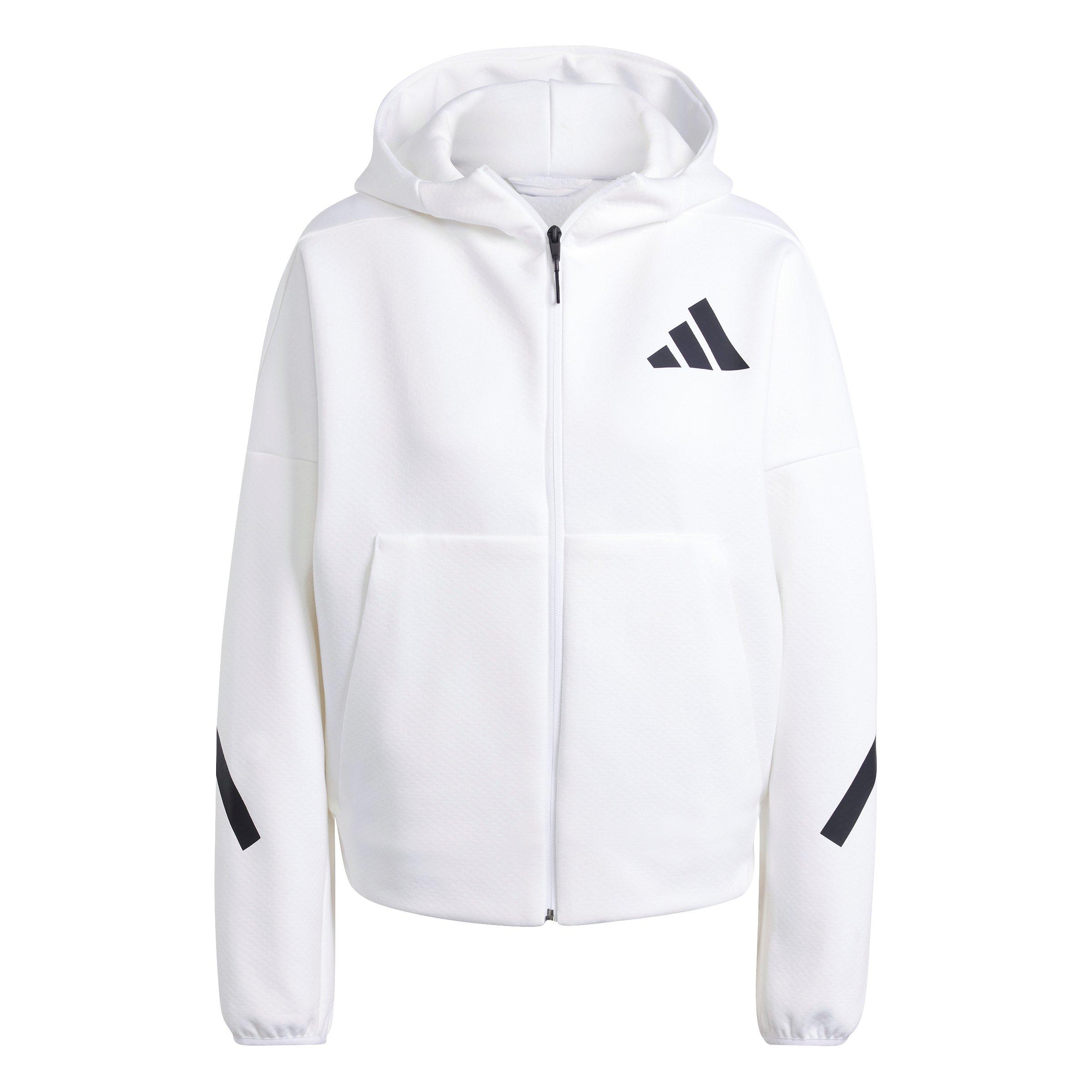 adidas Women's Z.N.E. Full-Zip Hooded Jacket - White - WHITE Thumbnail View 6
