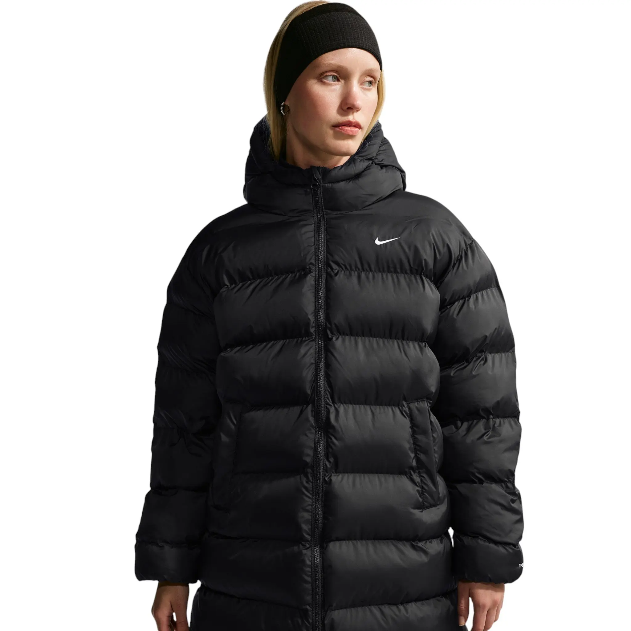 Nike Women's Sportswear Classic Loose Therma-FIT Hooded Parka - Black/Off-White - BLACK/OFF-WHITE