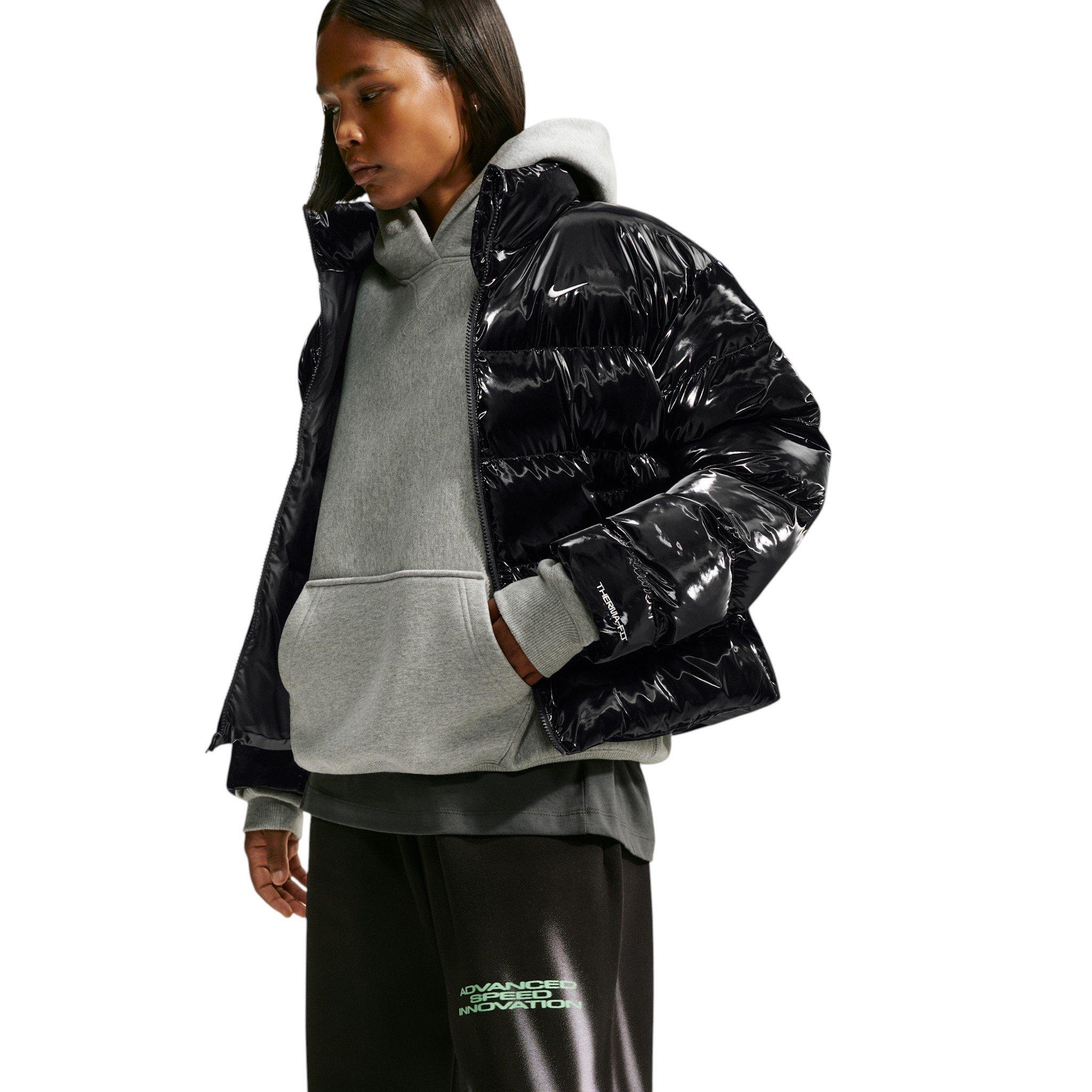 Nike Women's Sportswear Classic Loose Therma-FIT Hooded Parka - Black/Off-White - BLACK/OFF-WHITE