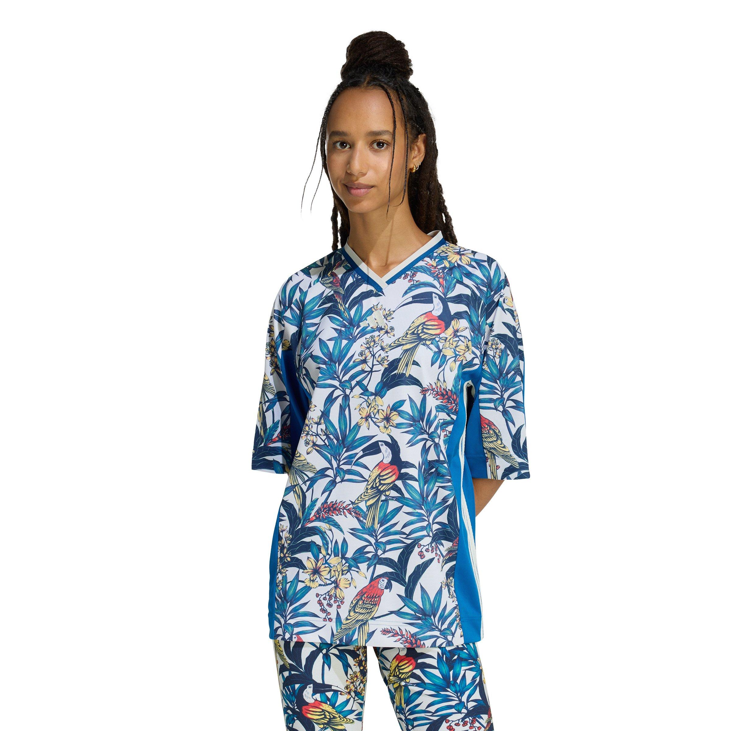 adidas Women's x Farm Rio Premium T-Shirt - Blue/Talc - BLUE/TALC Thumbnail View 1