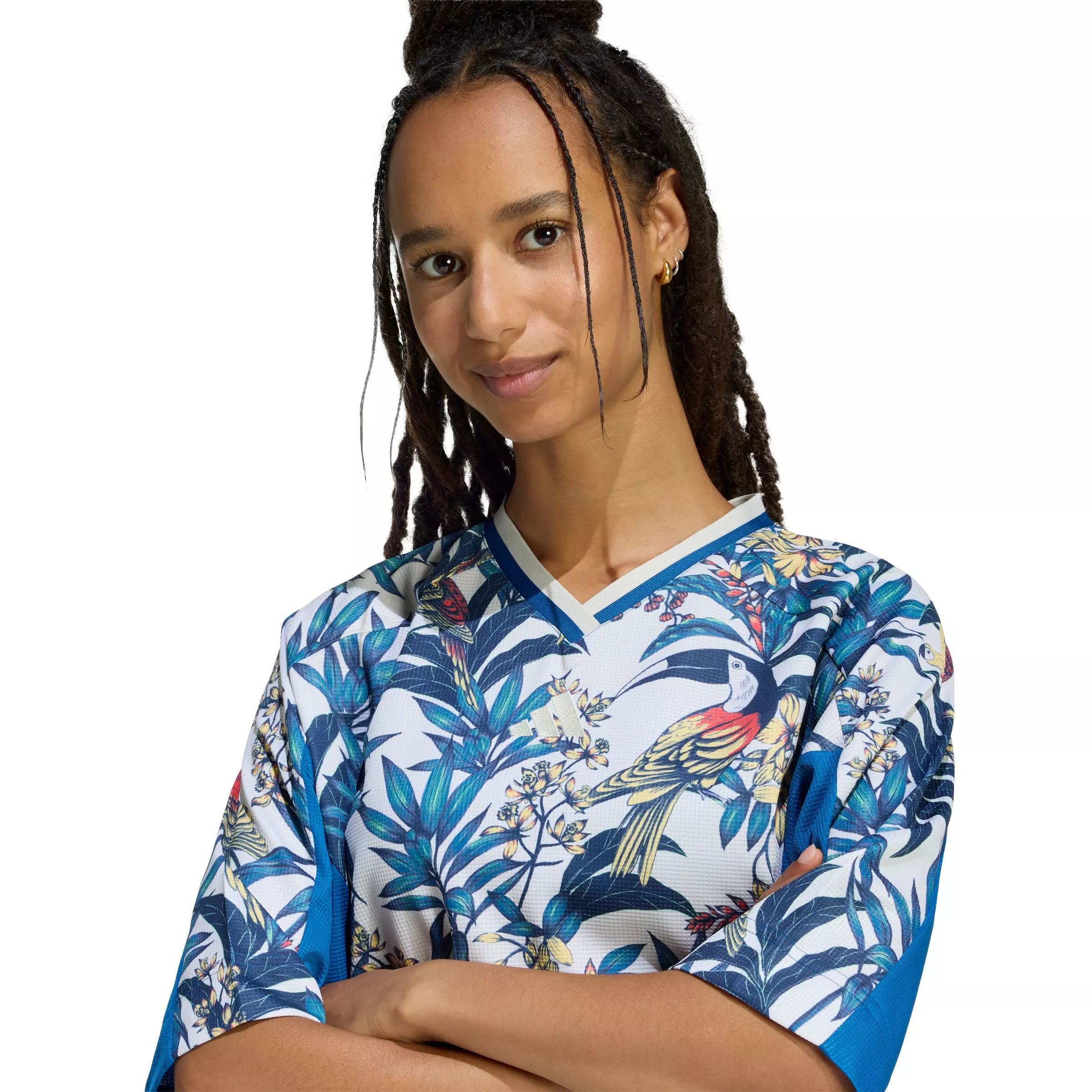 adidas Women's x Farm Rio Premium T-Shirt - Blue/Talc - BLUE/TALC