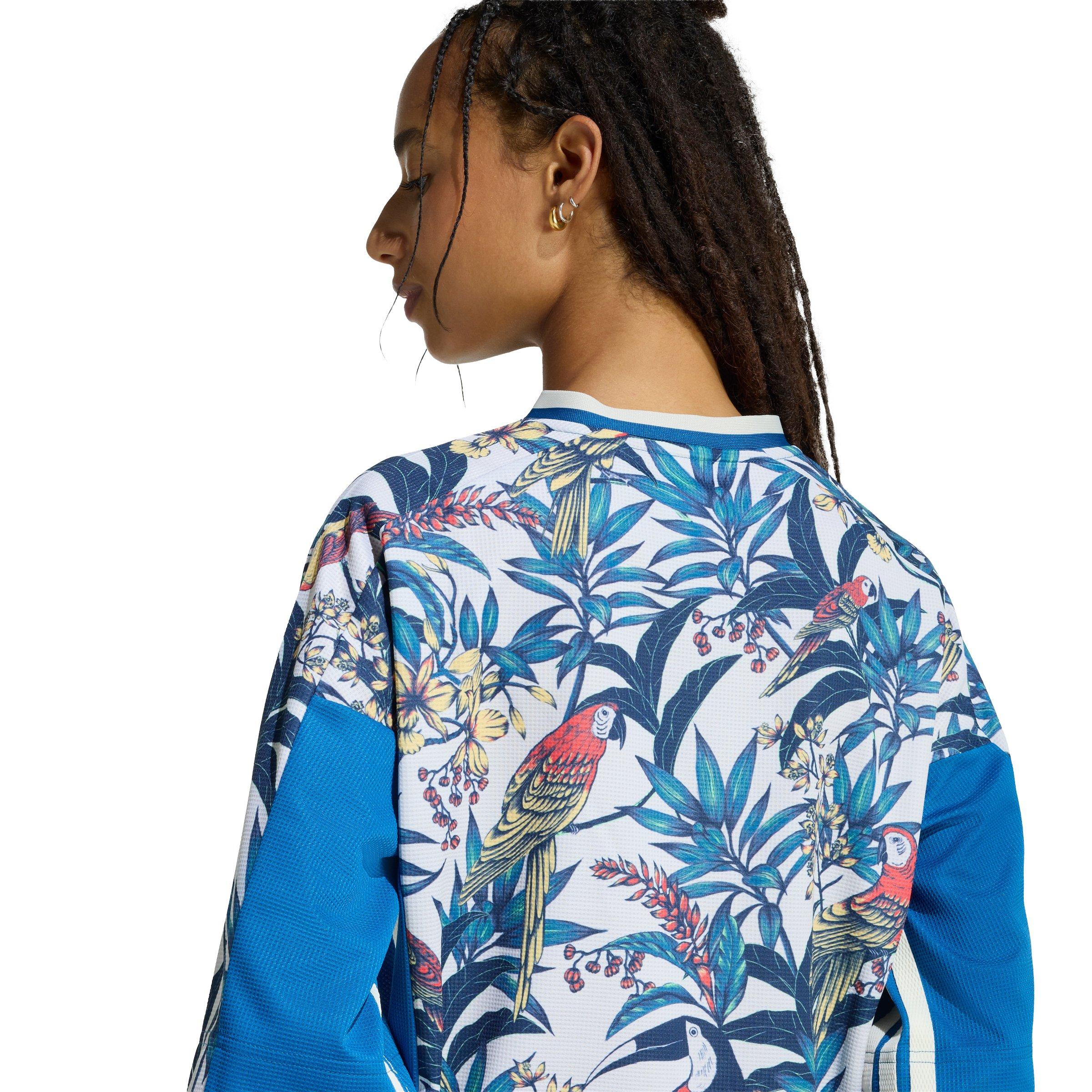 adidas Women's x Farm Rio Premium T-Shirt - Blue/Talc - BLUE/TALC Thumbnail View 4