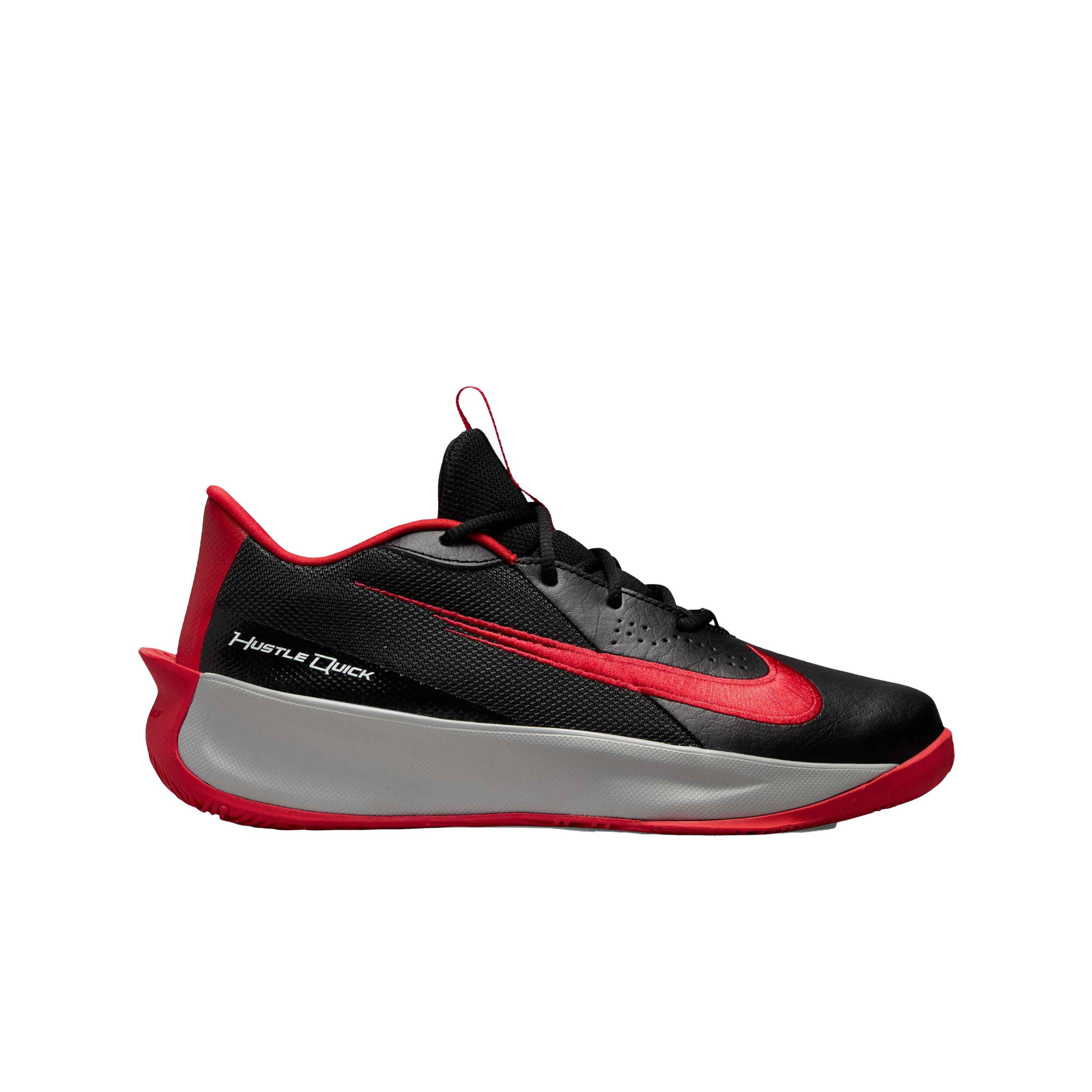 Nike Team Hustle Quick 3 "Black/University Red/Light Smoke Grey" Grade School Boys' Basketball Shoe - BLACK Thumbnail View 1