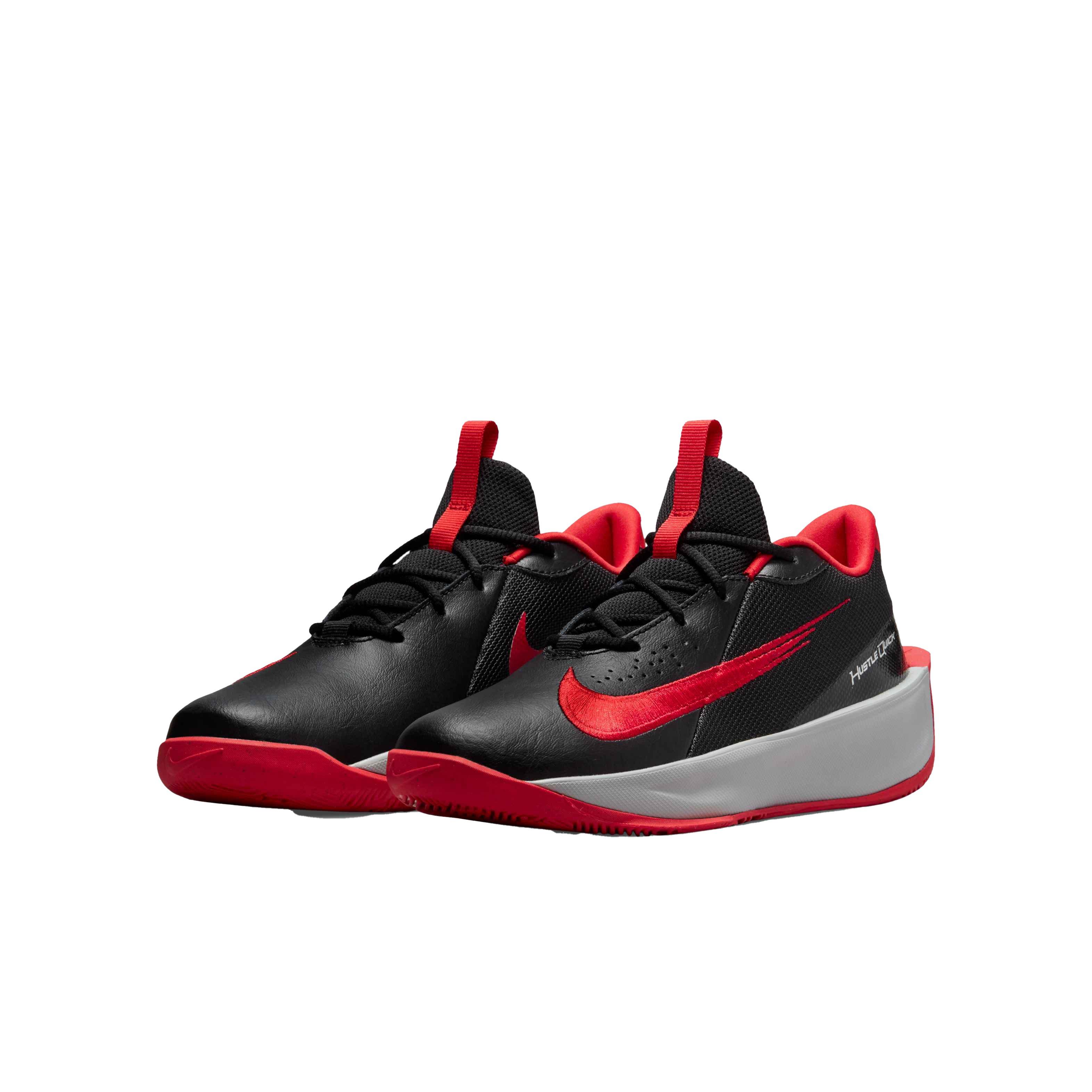 Nike Team Hustle Quick 3 "Black/University Red/Light Smoke Grey" Grade School Boys' Basketball Shoe - BLACK Thumbnail View 3