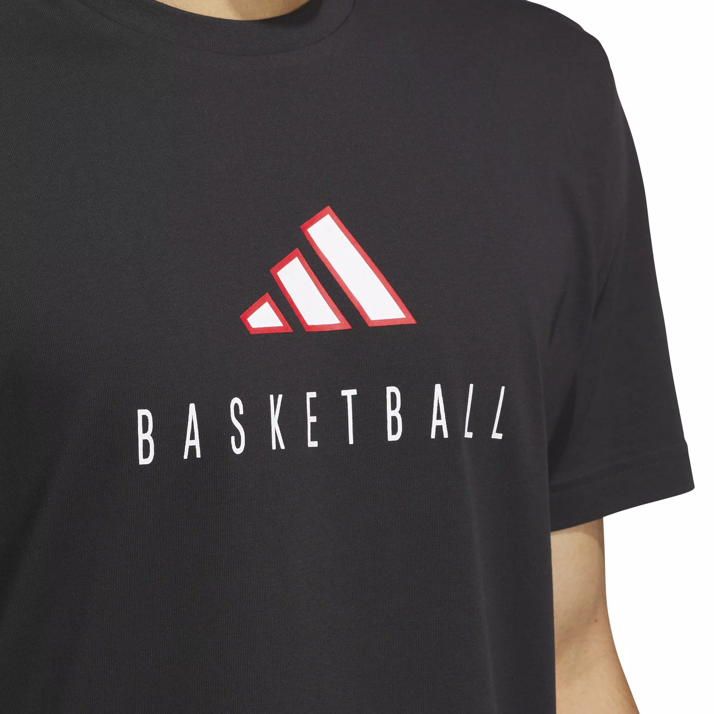adidas Men's Worldwide Hoops Logo Performance Graphic Basketball T-Shirt -Black - BLACK