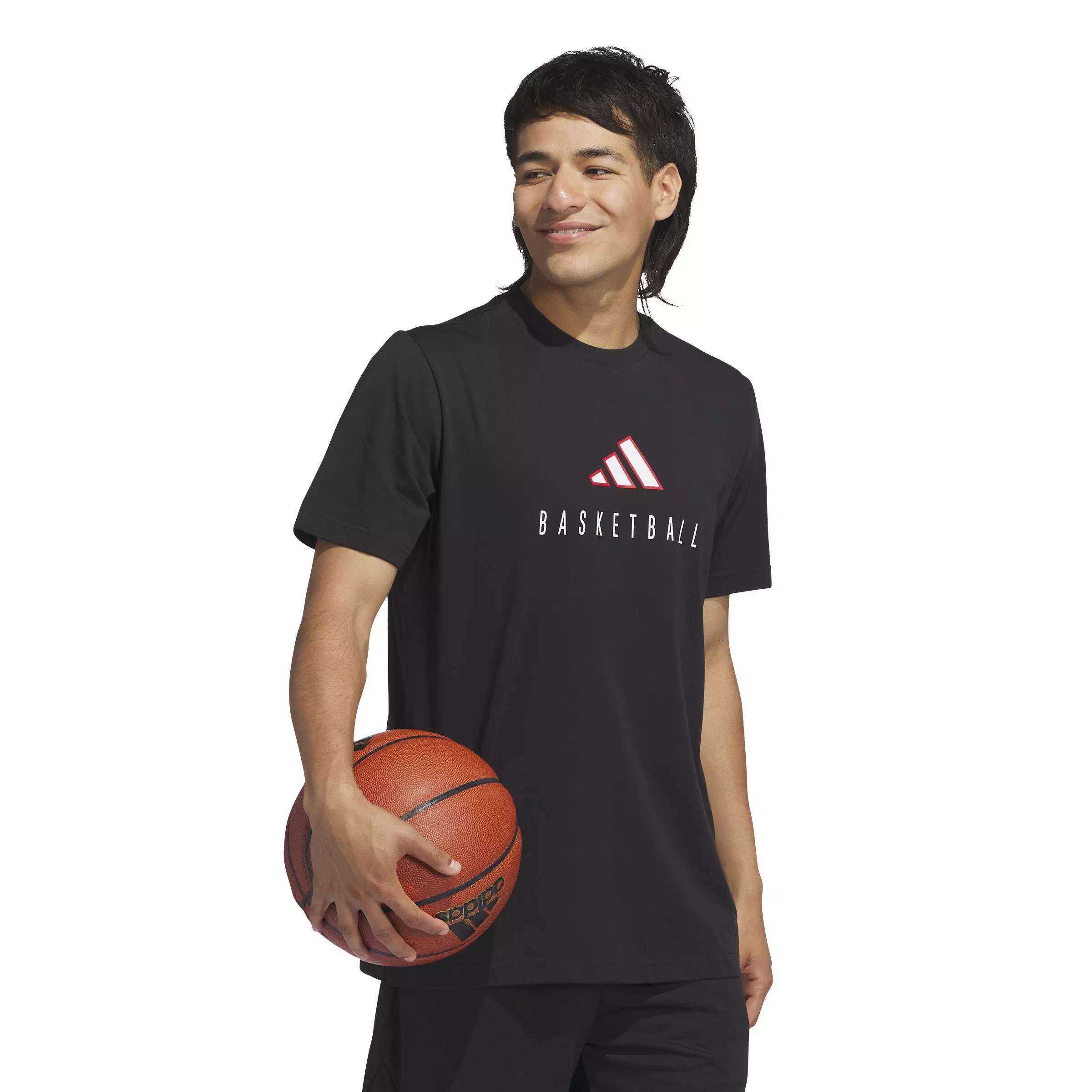 adidas Men's Worldwide Hoops Logo Performance Graphic Basketball T-Shirt - Black - BLACK