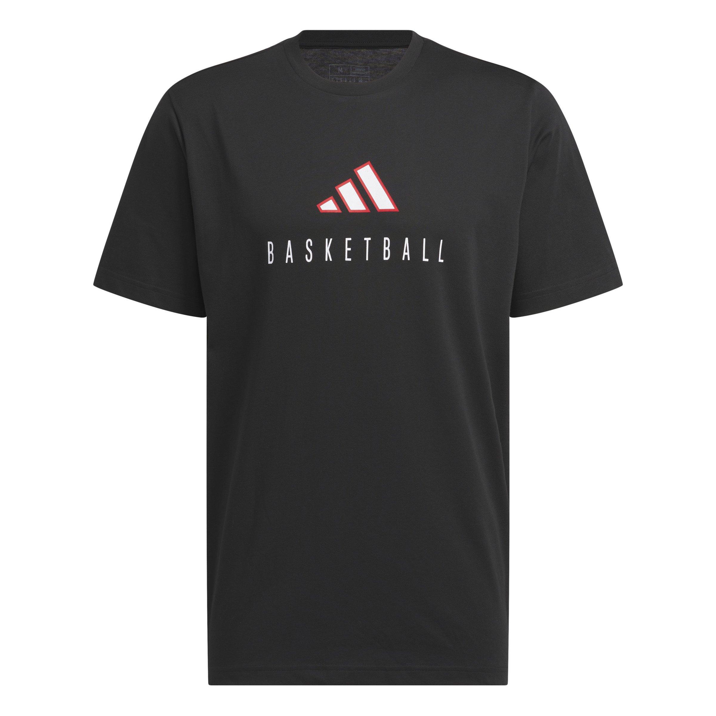 adidas Men's Worldwide Hoops Logo Performance Graphic Basketball T-Shirt -Black - BLACK Thumbnail View 6