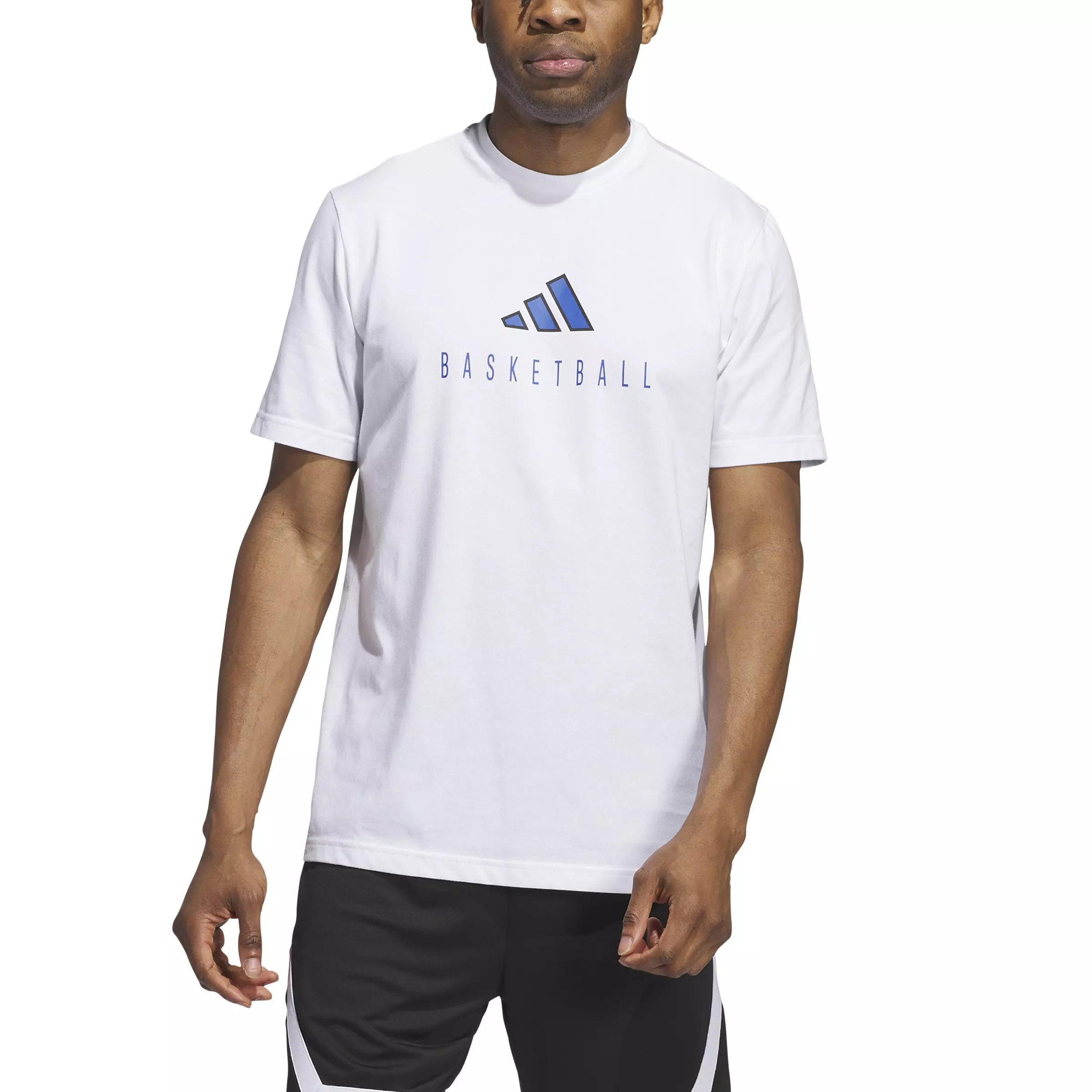 adidas Men's Worldwide Hoops Logo Performance Graphic Basketball T-Shirt - White - WHITE