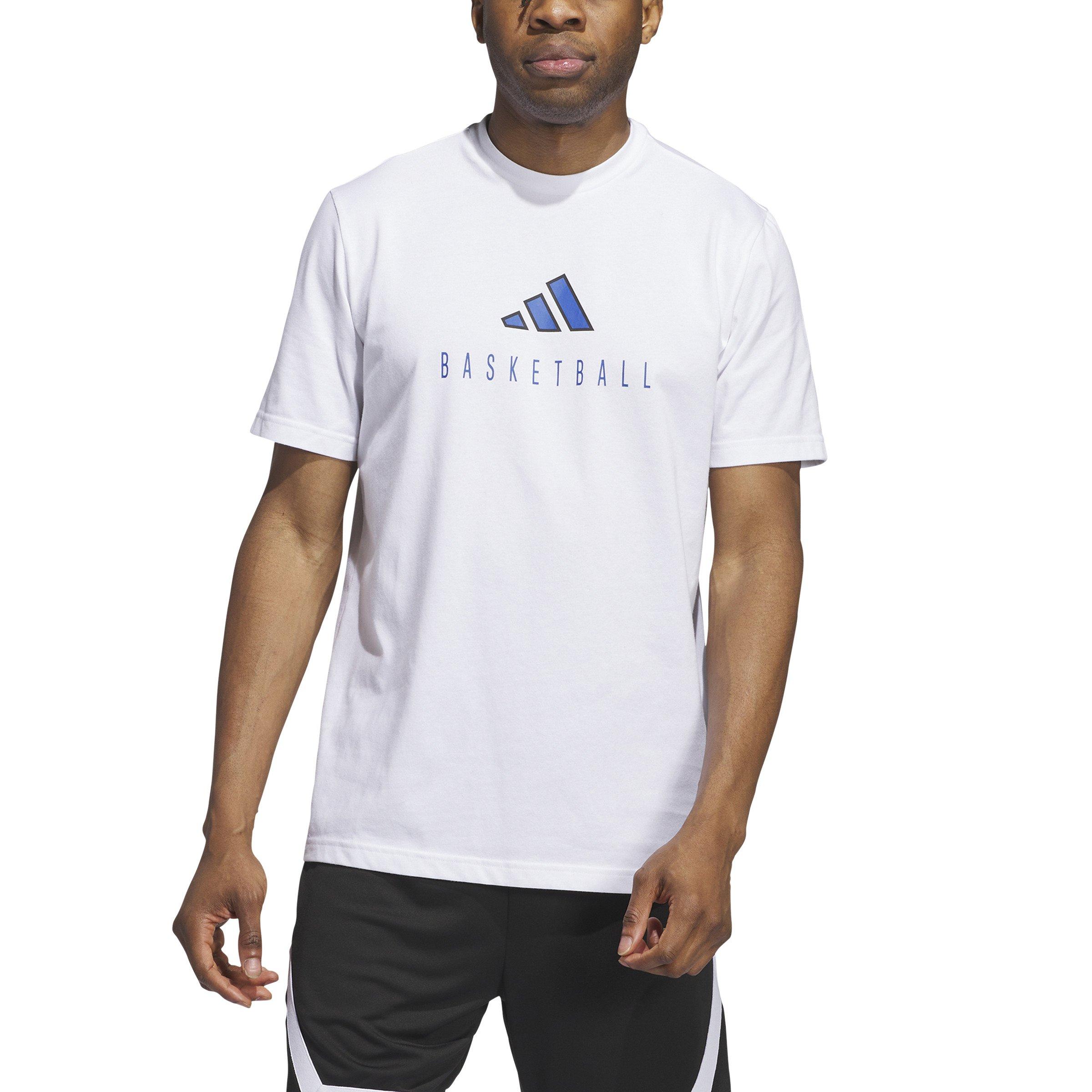 adidas Men's Worldwide Hoops Logo Performance Graphic Basketball T-Shirt -White - WHITE Thumbnail View 1