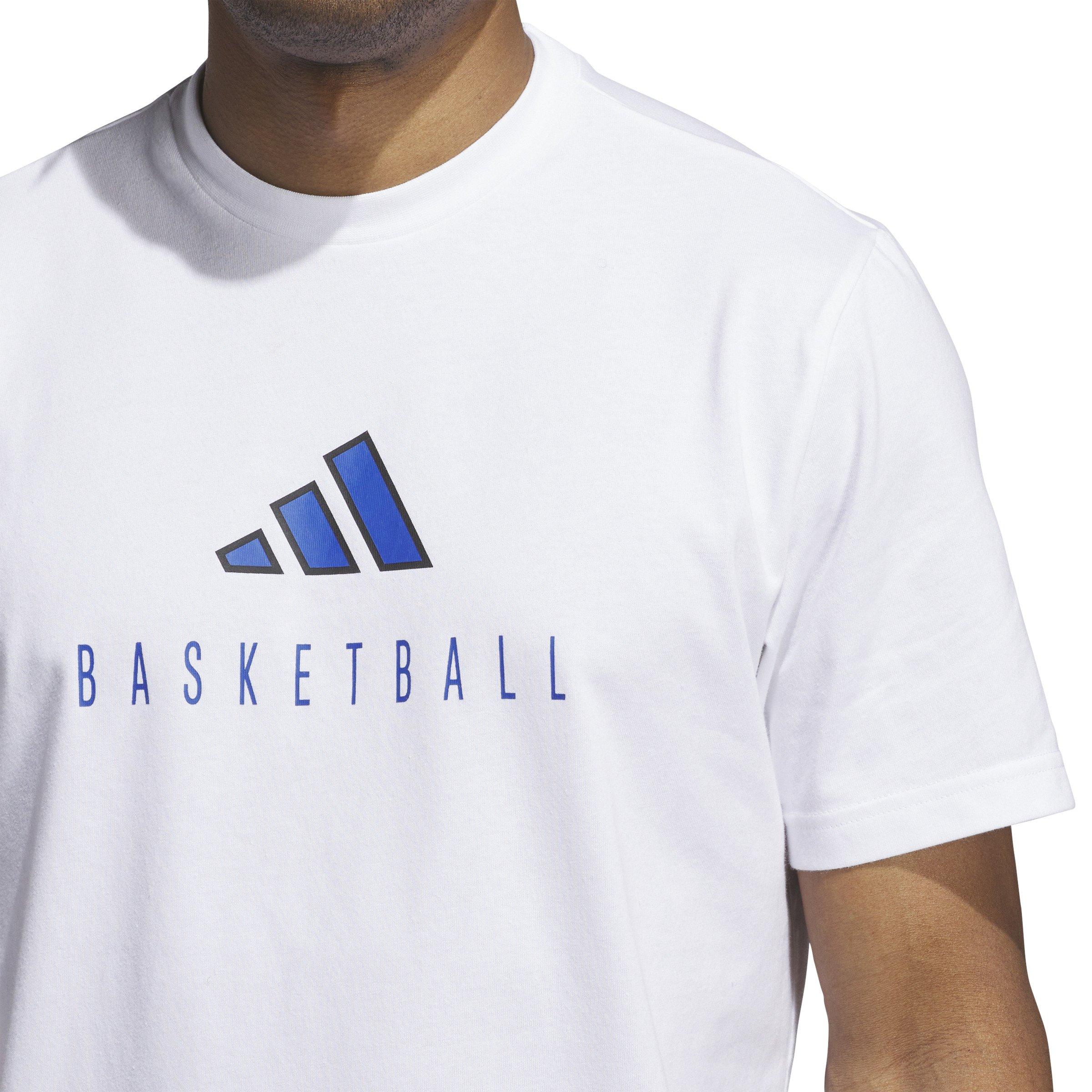 adidas Men's Worldwide Hoops Logo Performance Graphic Basketball T-Shirt - White - WHITE Thumbnail View 3