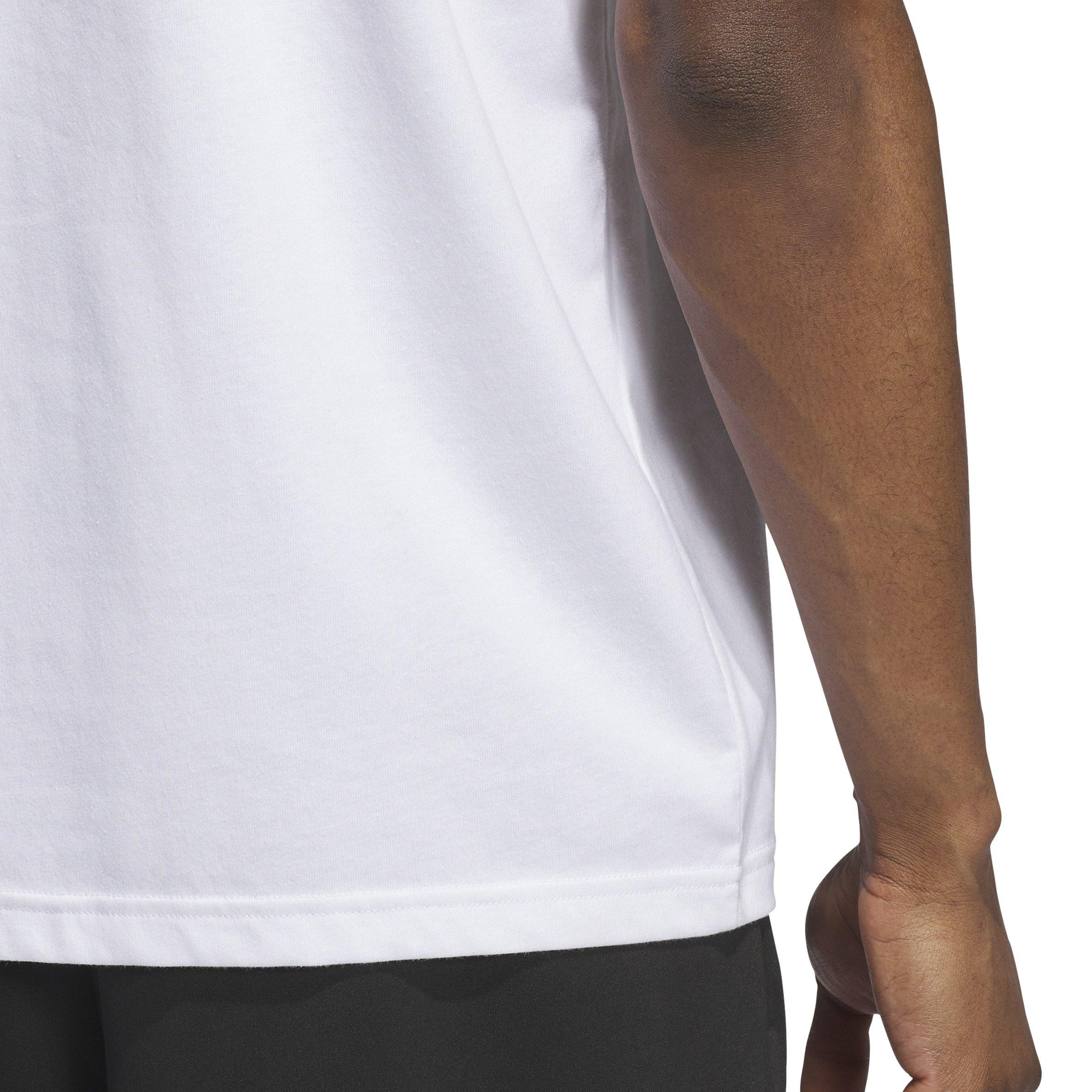 adidas Men's Worldwide Hoops Logo Performance Graphic Basketball T-Shirt -White - WHITE Thumbnail View 4