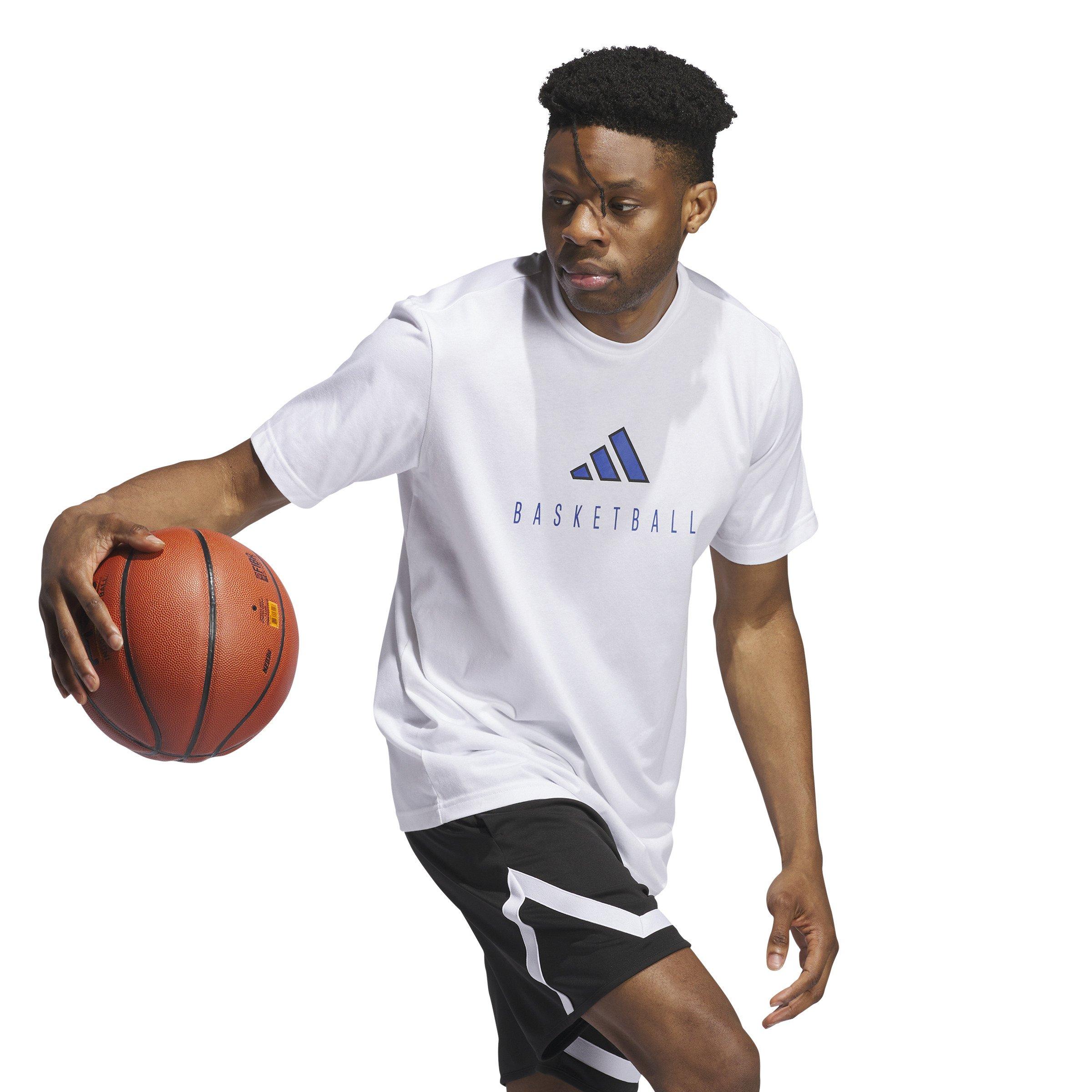adidas Men's Worldwide Hoops Logo Performance Graphic Basketball T-Shirt -White - WHITE Thumbnail View 5