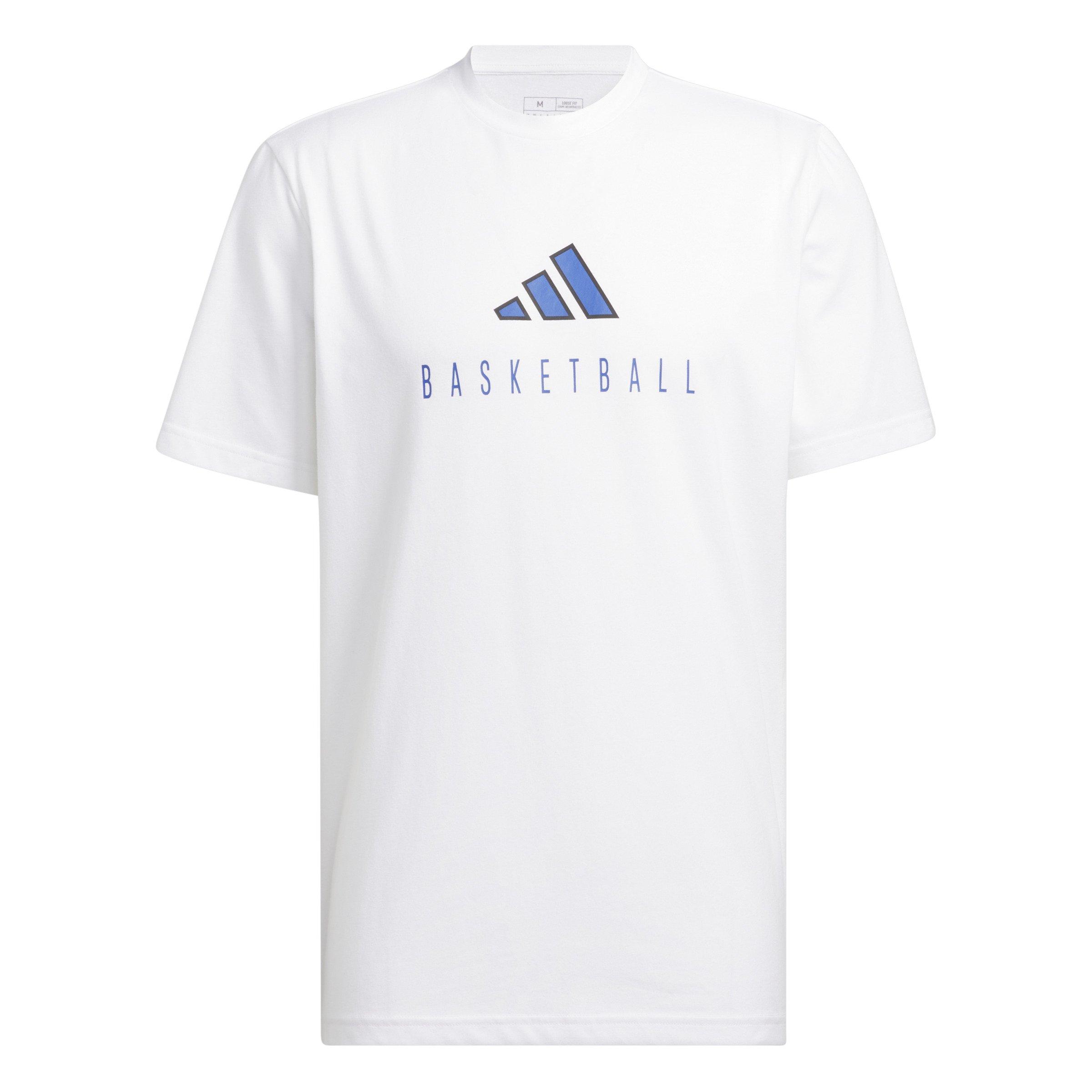 adidas Men's Worldwide Hoops Logo Performance Graphic Basketball T-Shirt - White - WHITE Thumbnail View 6