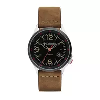 Columbia Canyon Ridge Black 3-Hand Date Camel Leather Watch - BLACK/BROWN