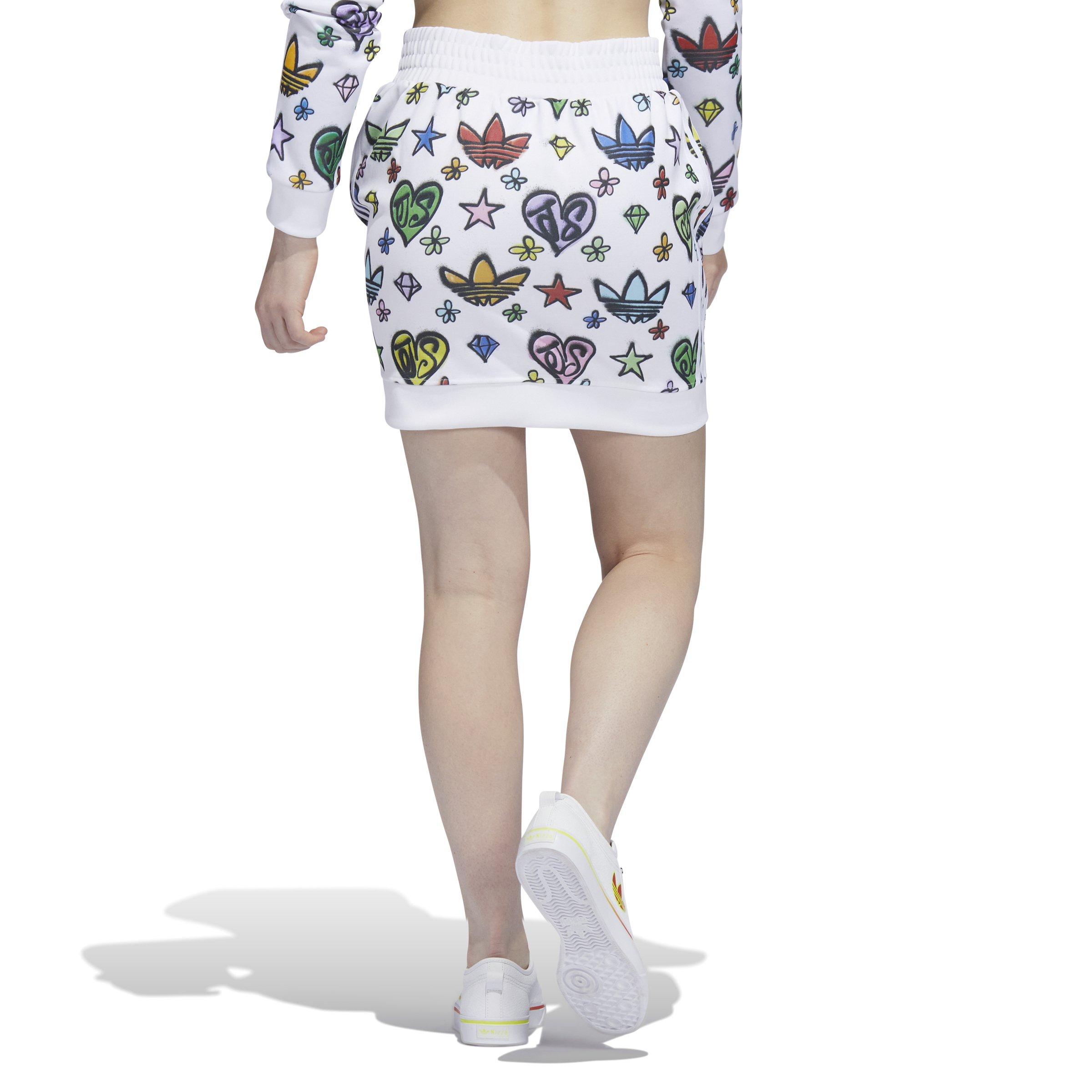 adidas Originals Women's Jeremy Scott Monogram Skirt - White - WHITE Thumbnail View 2