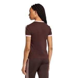 adidas Originals Women's 3 Stripes Slim Fit T-Shirt - Brown